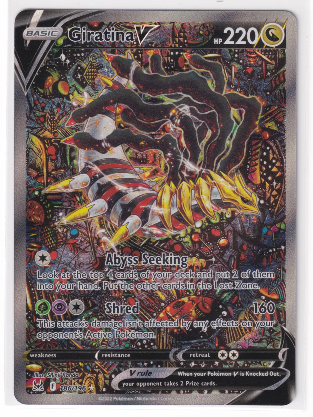 Giratina V 186/196 Lost Origin front card photo in GradeValue pregrading report