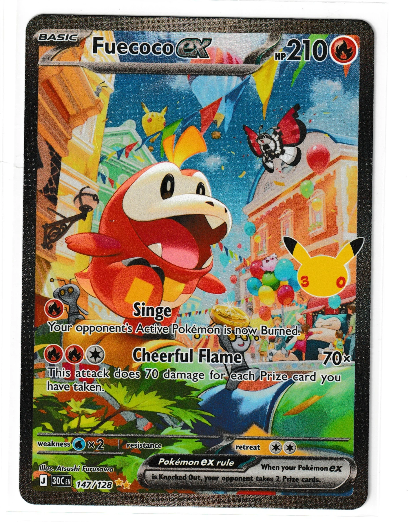 Fuecoco ex 147/128 30th Celebration front card photo in GradeValue pregrading report