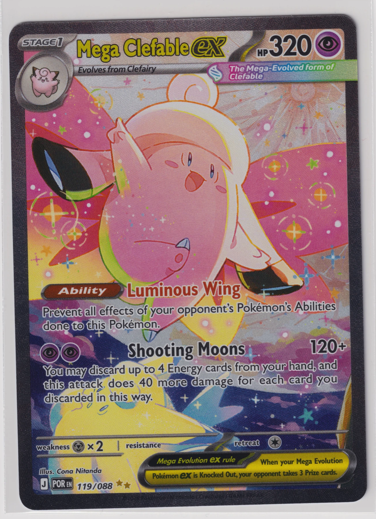 Mega Clefable ex 119/88 Perfect Order front card photo in GradeValue pregrading report