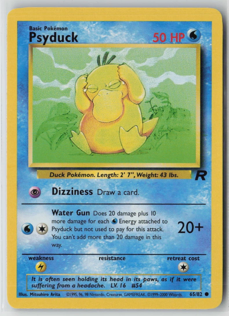 Psyduck 065/82 · Normal Team Rocket front card photo in GradeValue pregrading report