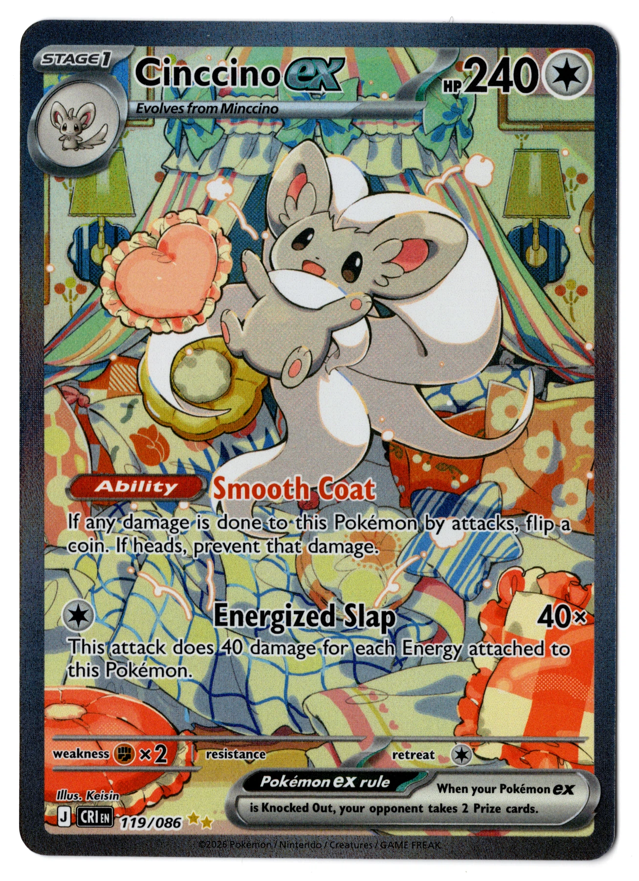 Cinccino ex 119/86 Chaos Rising front card photo in GradeValue pregrading report