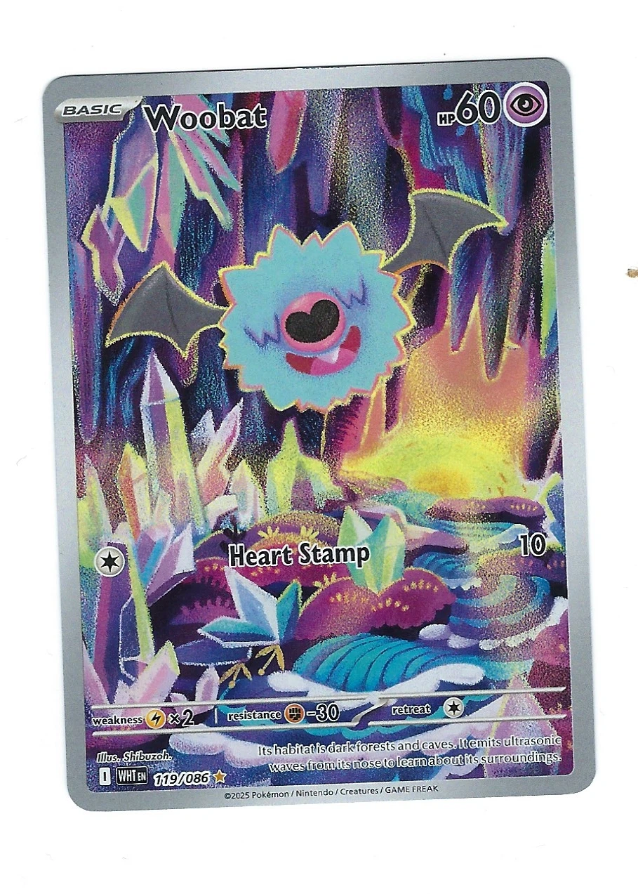 Woobat 119/86 White Flare front card photo in GradeValue pregrading report