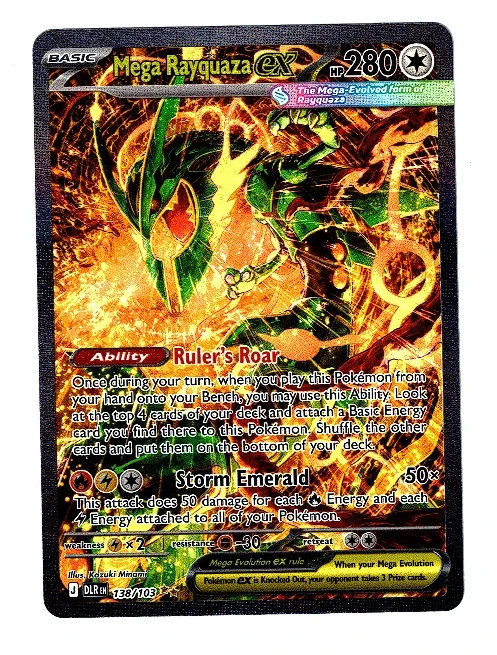 Mega Rayquaza ex 110/76 Storm Emeralda front card photo in GradeValue pregrading report