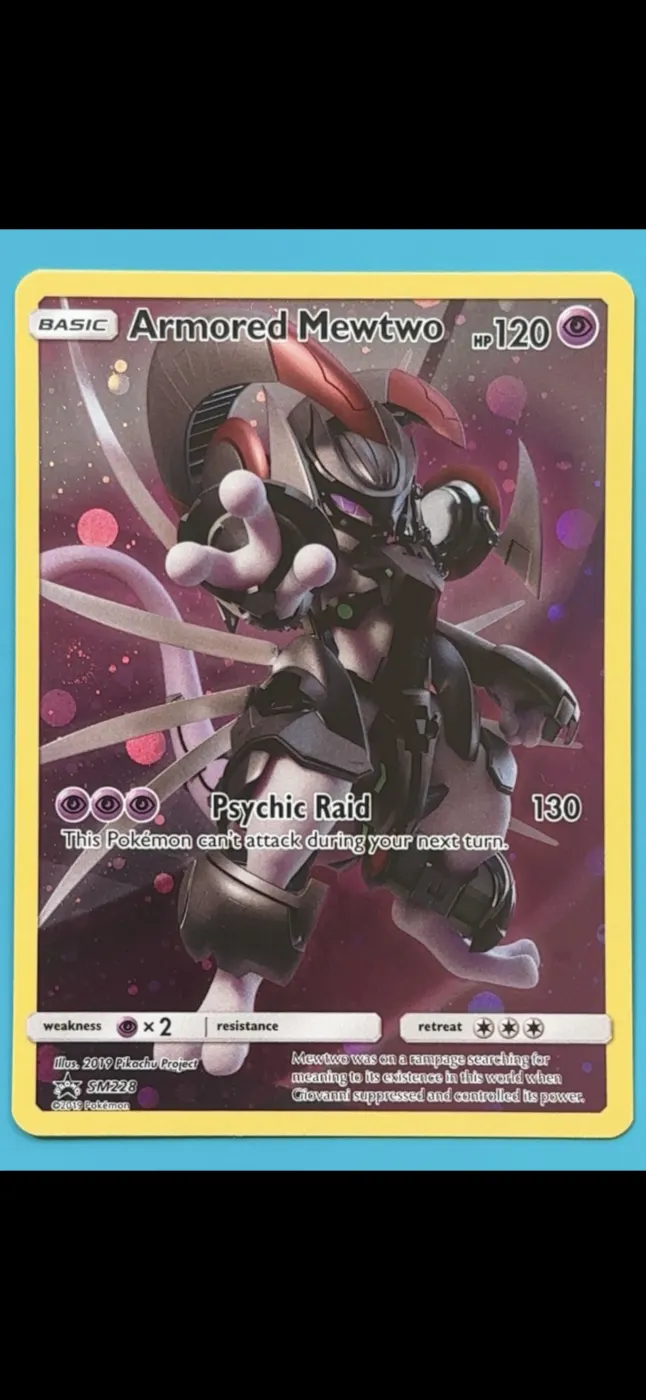Armored Mewtwo SM228/248 SM Black Star Promos front card photo in GradeValue pregrading report