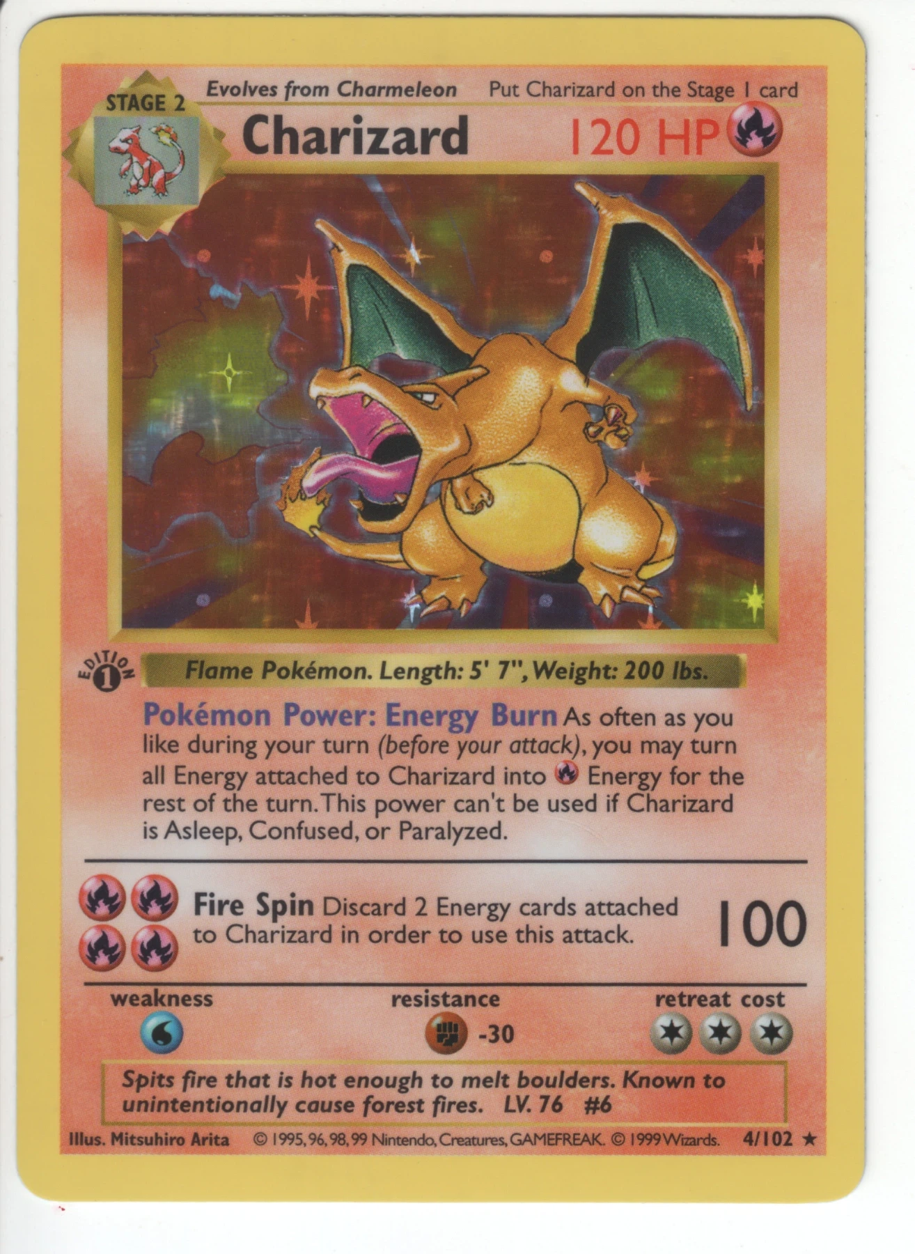 Charizard 004/102 Base Set front card photo in GradeValue pregrading report