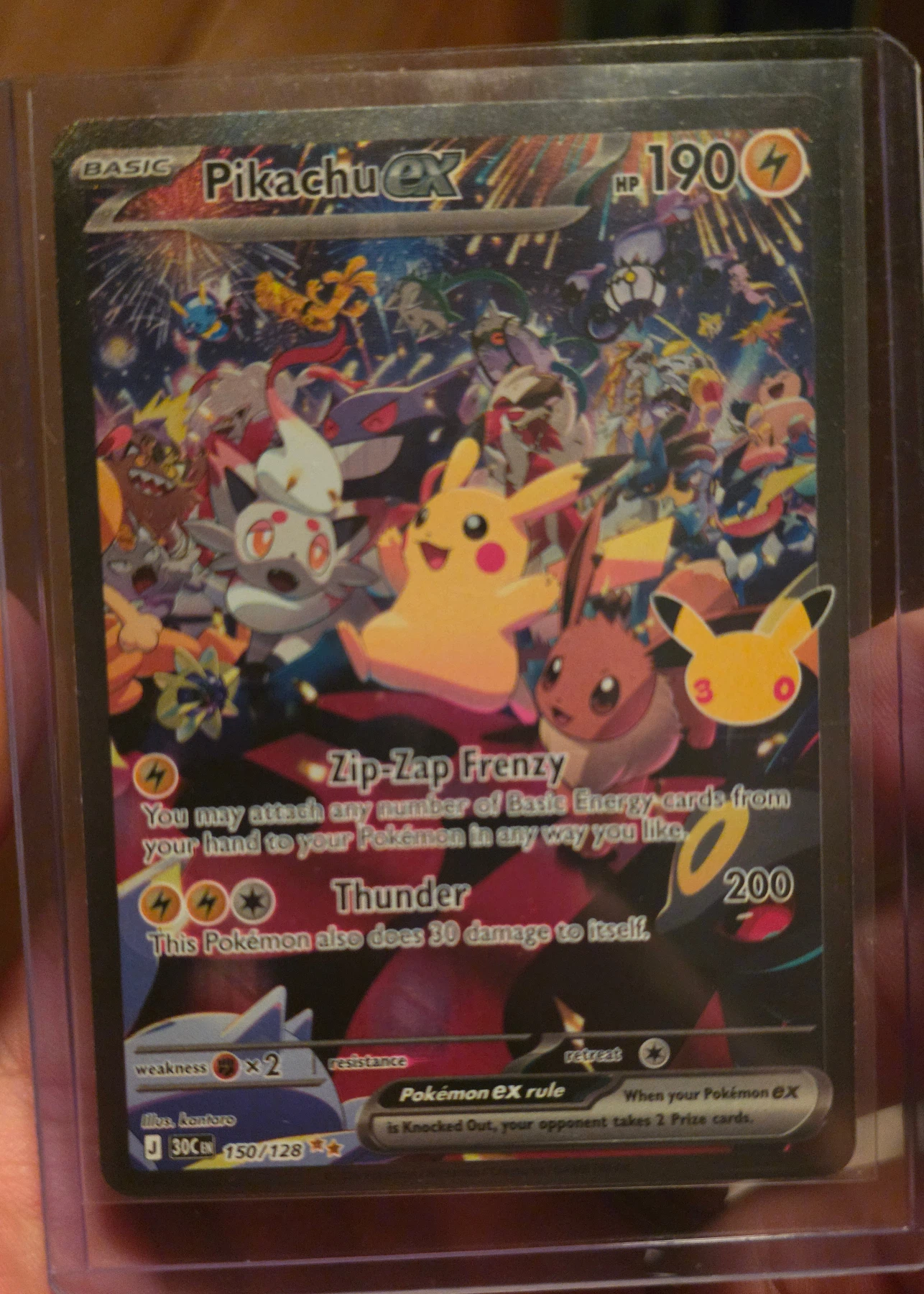 Pikachu ex 150/128 30th Celebration front card photo in GradeValue pregrading report
