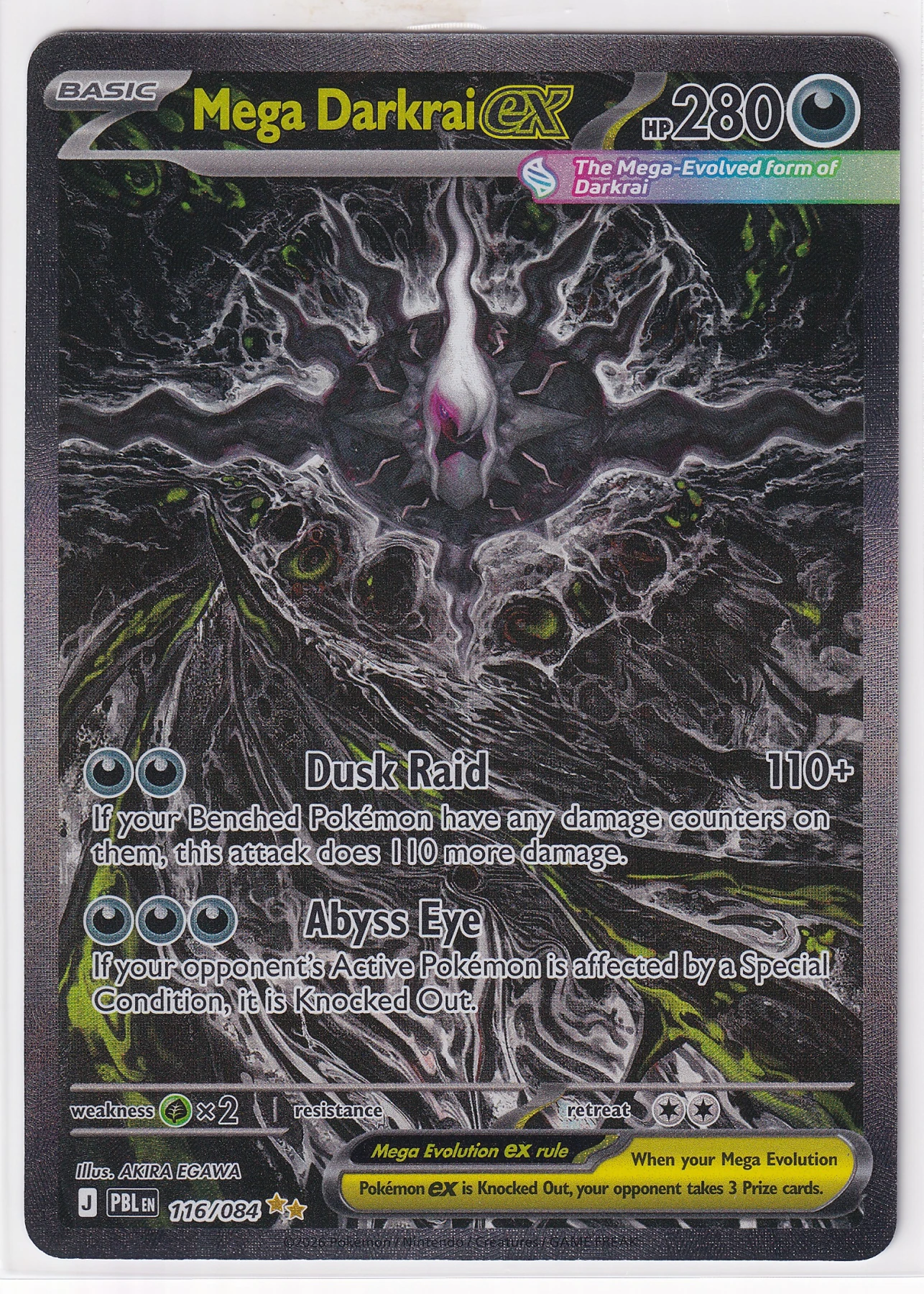 Mega Darkrai ex 116/84 Pitch Black front card photo in GradeValue pregrading report