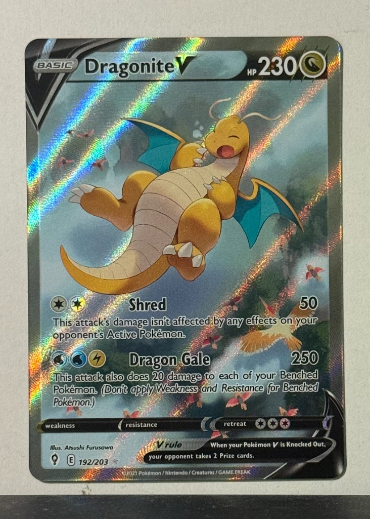 Dragonite V 192/203 Evolving Skies front card photo in GradeValue pregrading report