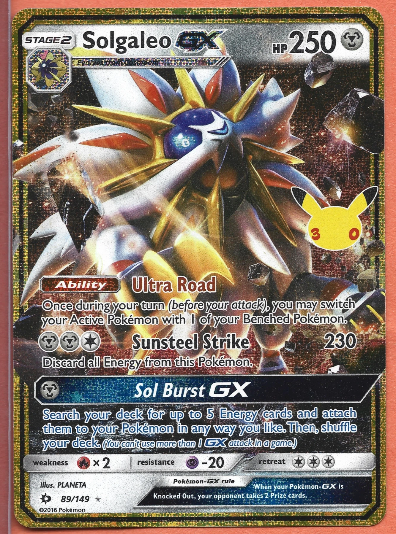Solgaleo GX 089 30th Classic Collection front card photo in GradeValue pregrading report