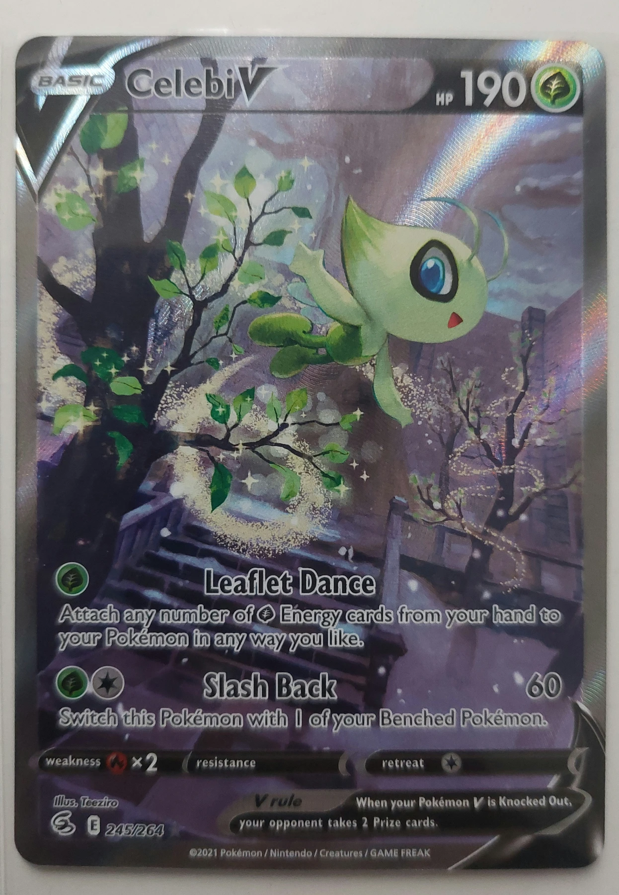 Celebi V 245/264 Fusion Strike front card photo in GradeValue pregrading report