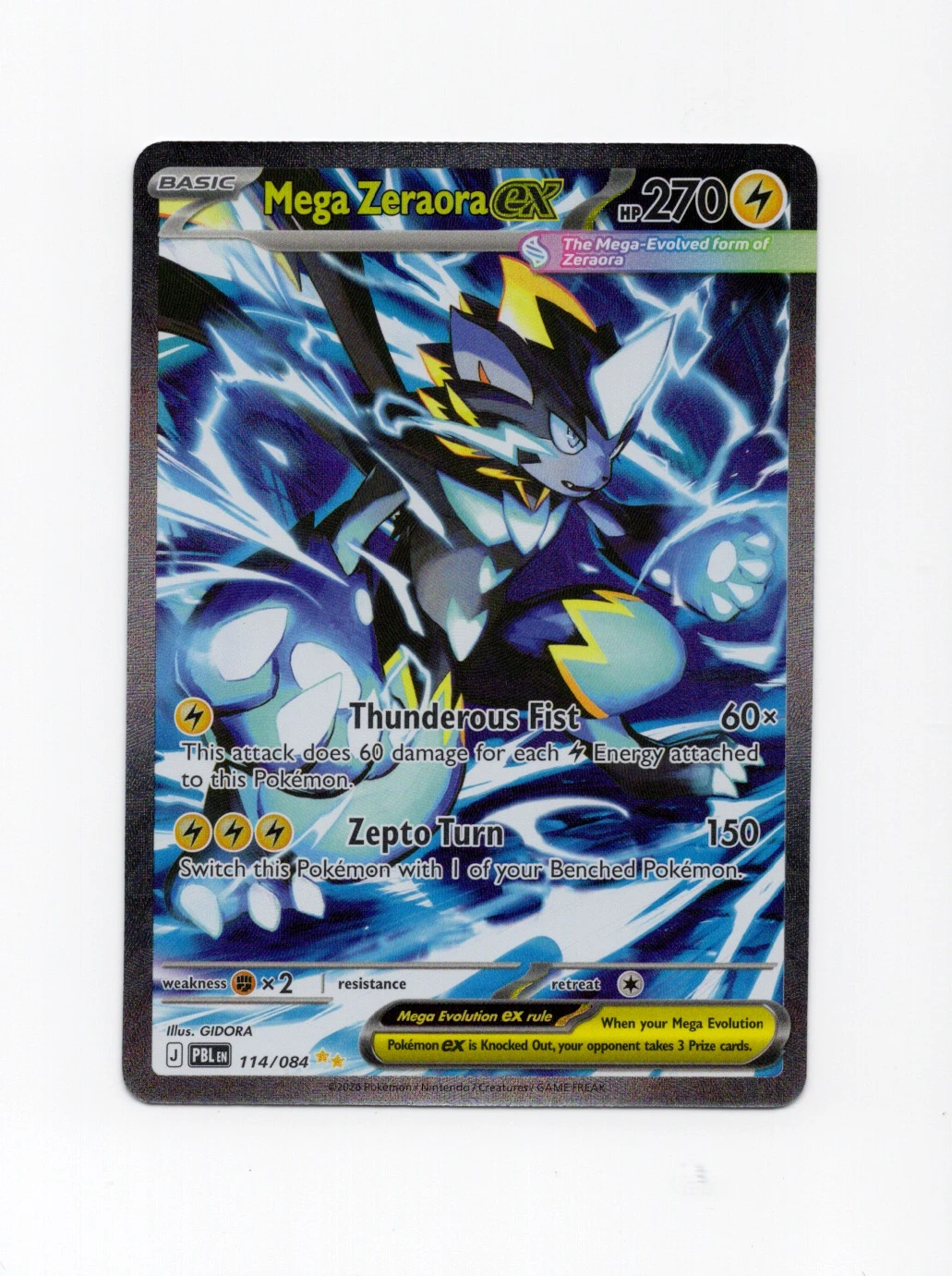Mega Zeraora ex 114/84 Pitch Black front card photo in GradeValue pregrading report