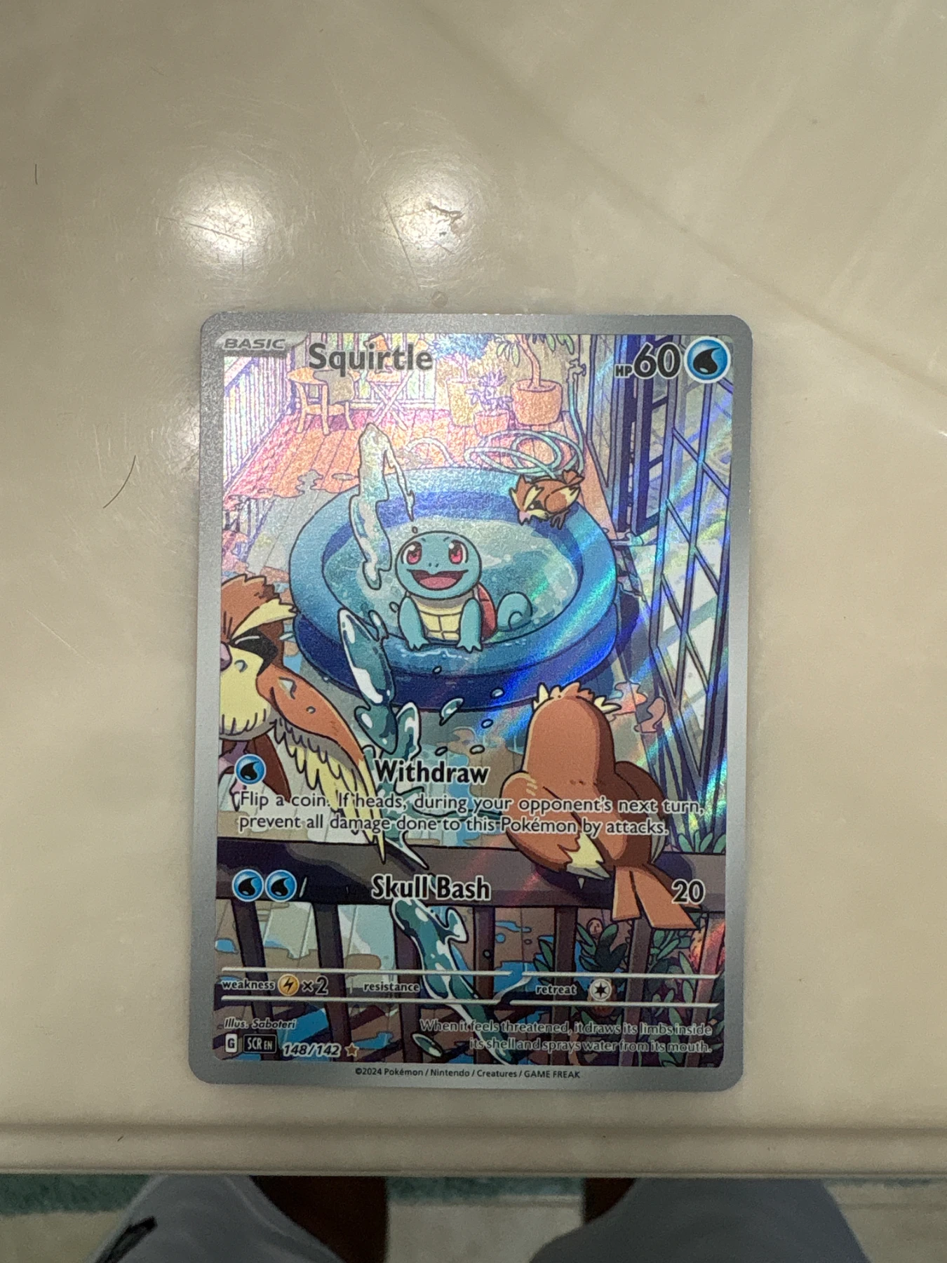 Squirtle 148/142 Stellar Crown front card photo in GradeValue pregrading report