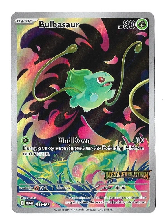 Bulbasaur 133/132 Mega Evolution front card photo in GradeValue pregrading report