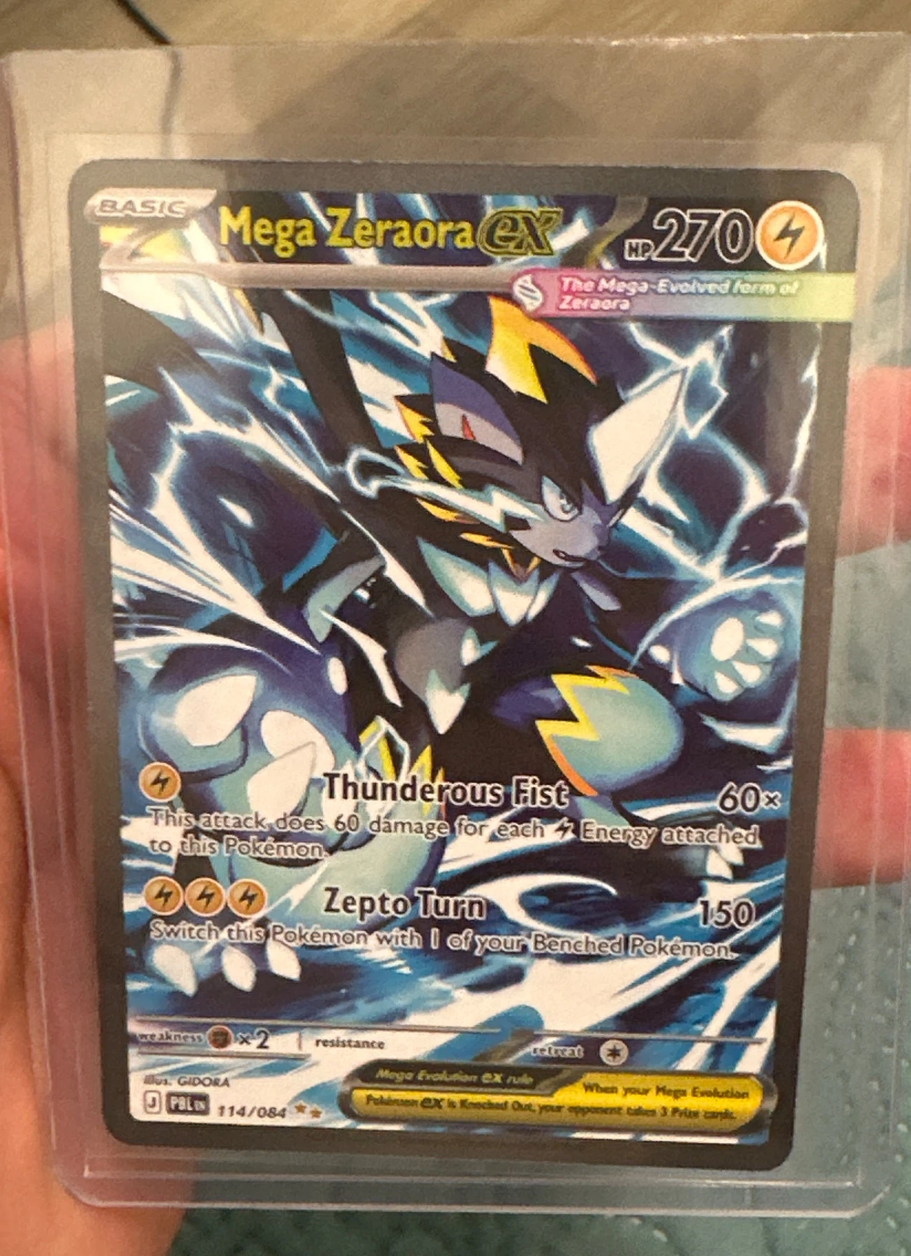 Mega Zeraora ex 114/84 Pitch Black front card photo in GradeValue pregrading report