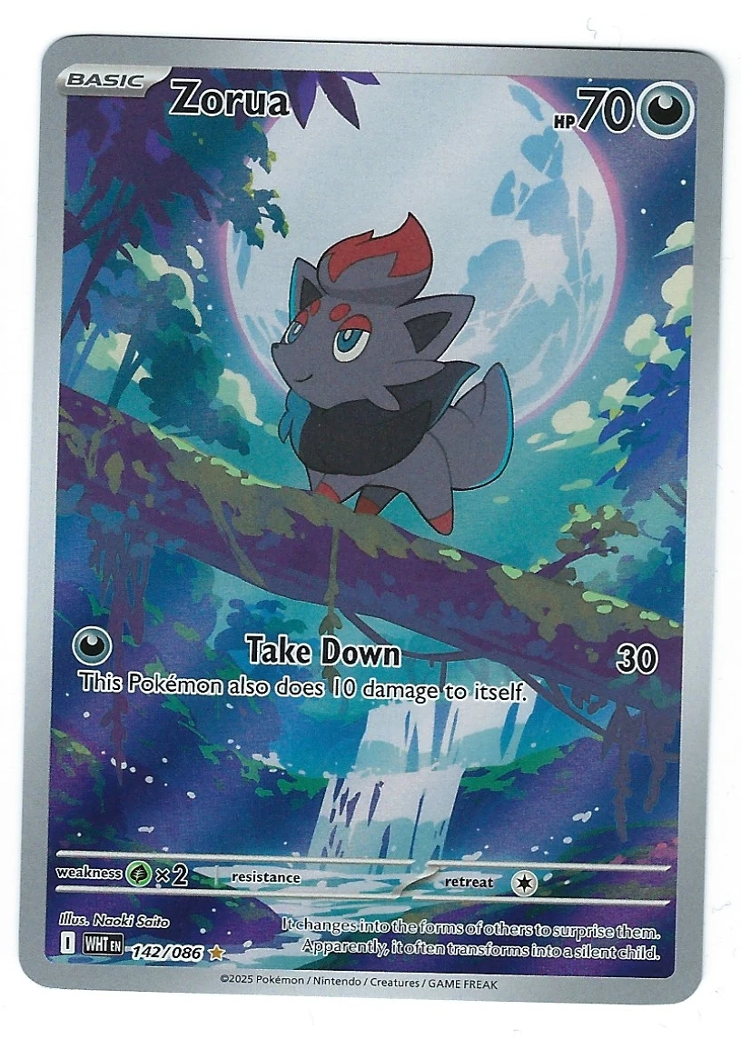 Zorua 142/86 White Flare front card photo in GradeValue pregrading report