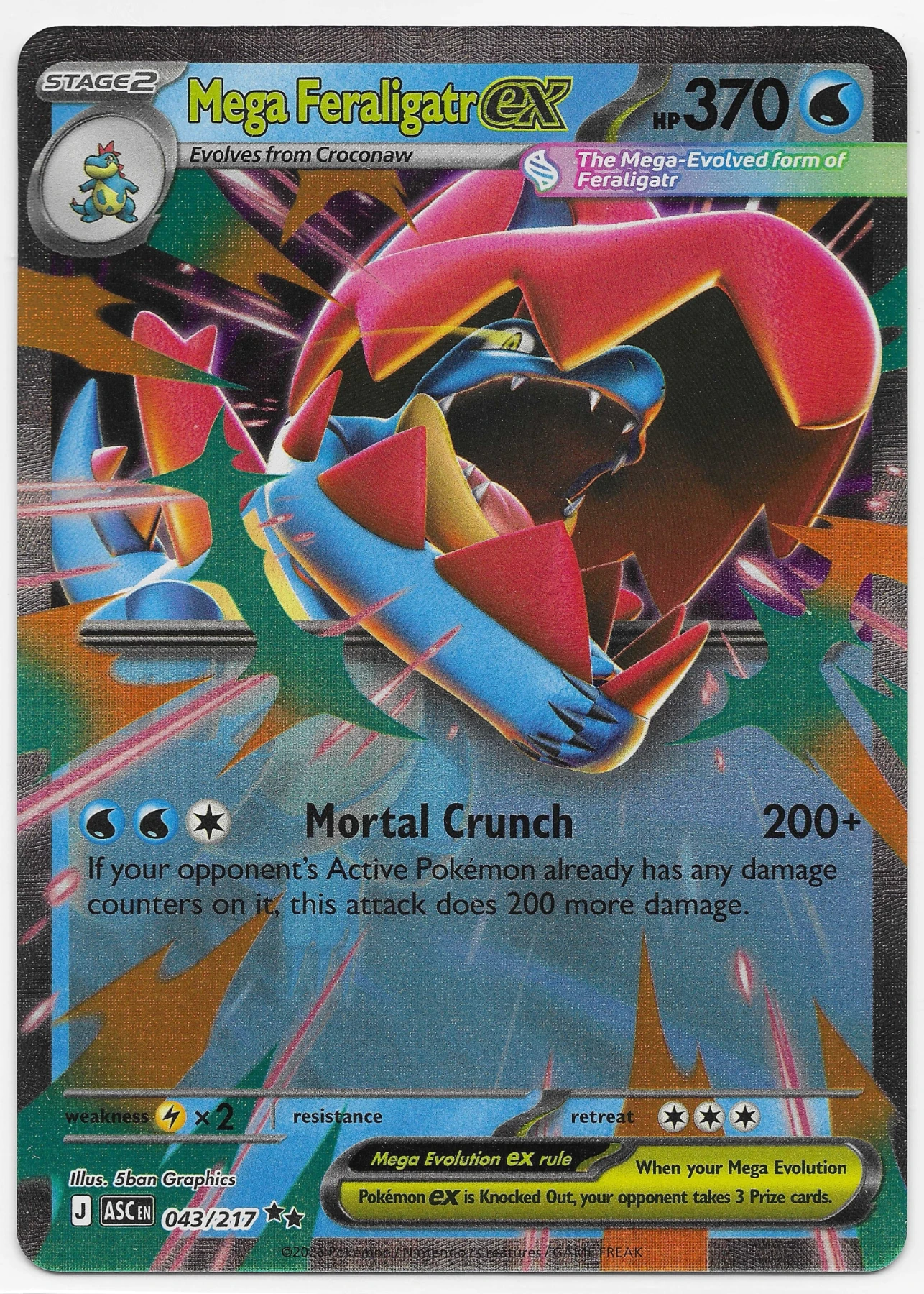 Mega Feraligatr ex 043/217 Ascended Heroes front card photo in GradeValue pregrading report