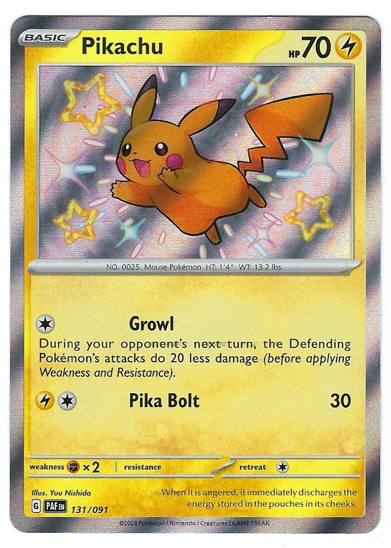 Pikachu 131/91 Paldean Fates front card photo in GradeValue pregrading report