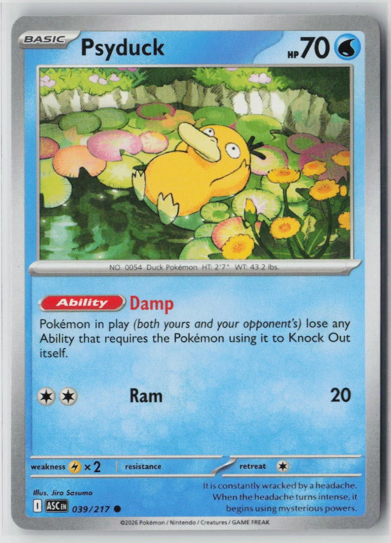 Psyduck 039/217 · Normal Ascended Heroes front card photo in GradeValue pregrading report