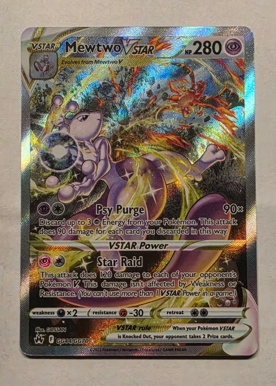 Mewtwo VSTAR GG44/159 Crown Zenith front card photo in GradeValue pregrading report