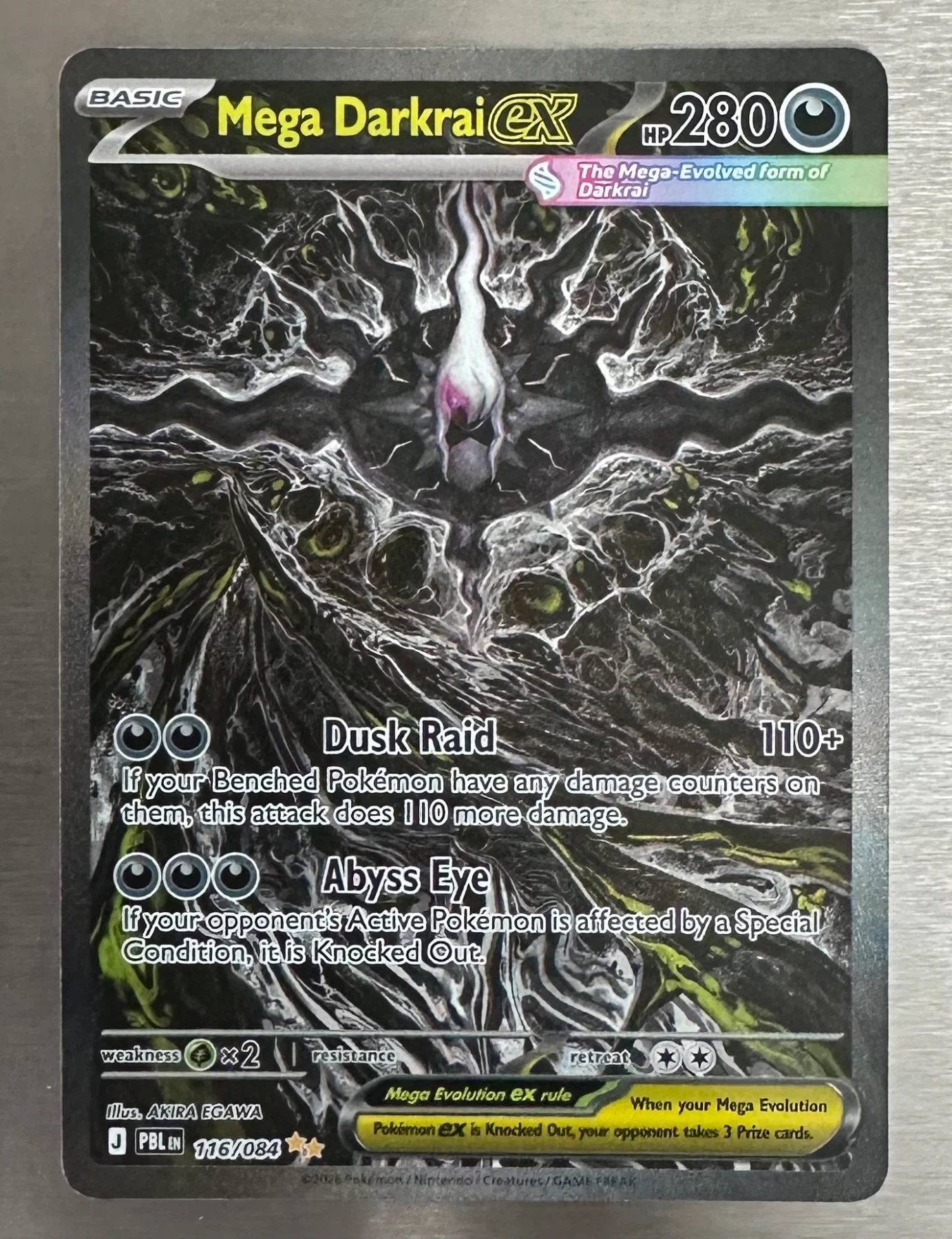 Mega Darkrai ex 116/84 Pitch Black front card photo in GradeValue pregrading report