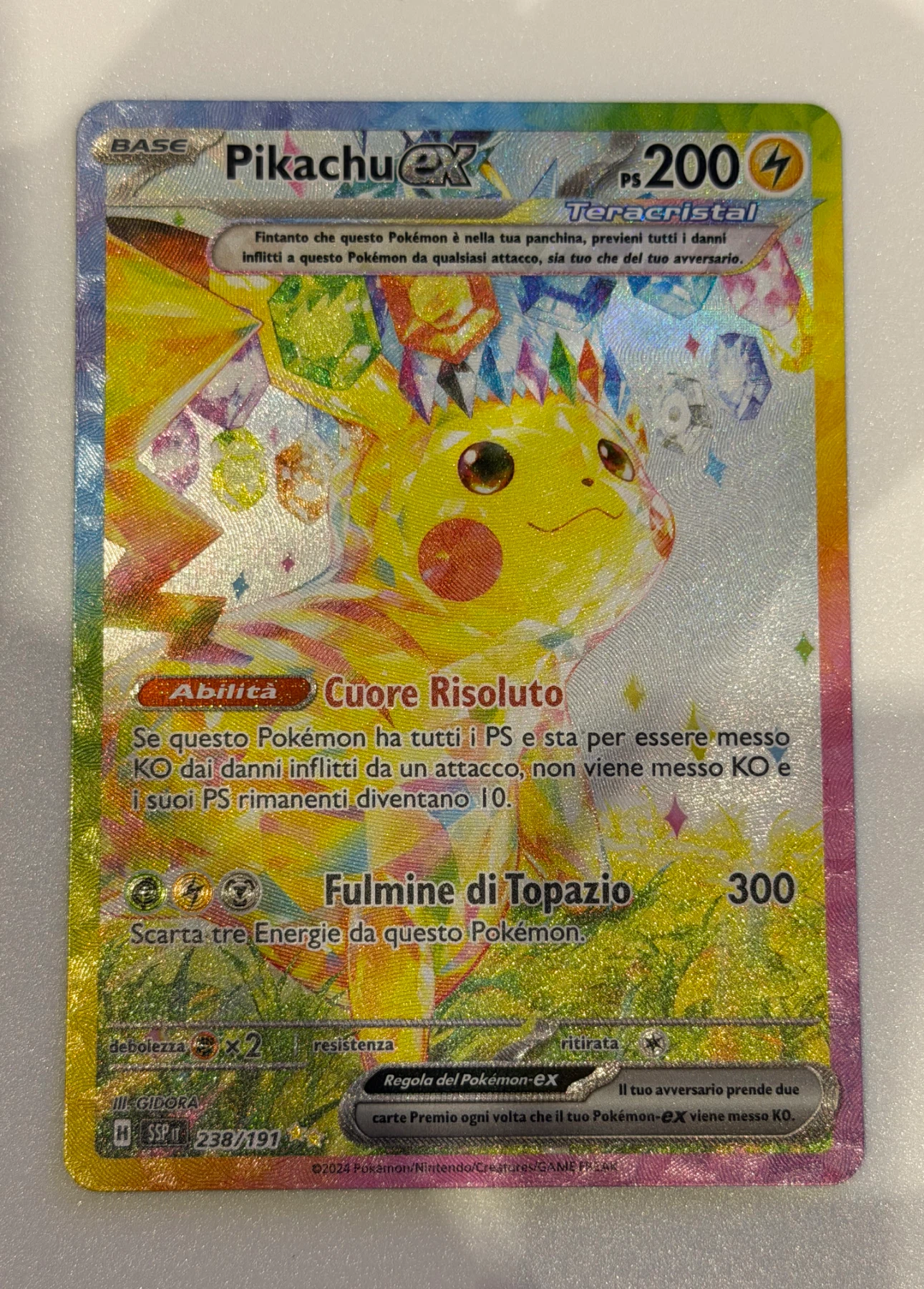 Pikachu ex 238/191 Surging Sparks front card photo in GradeValue pregrading report