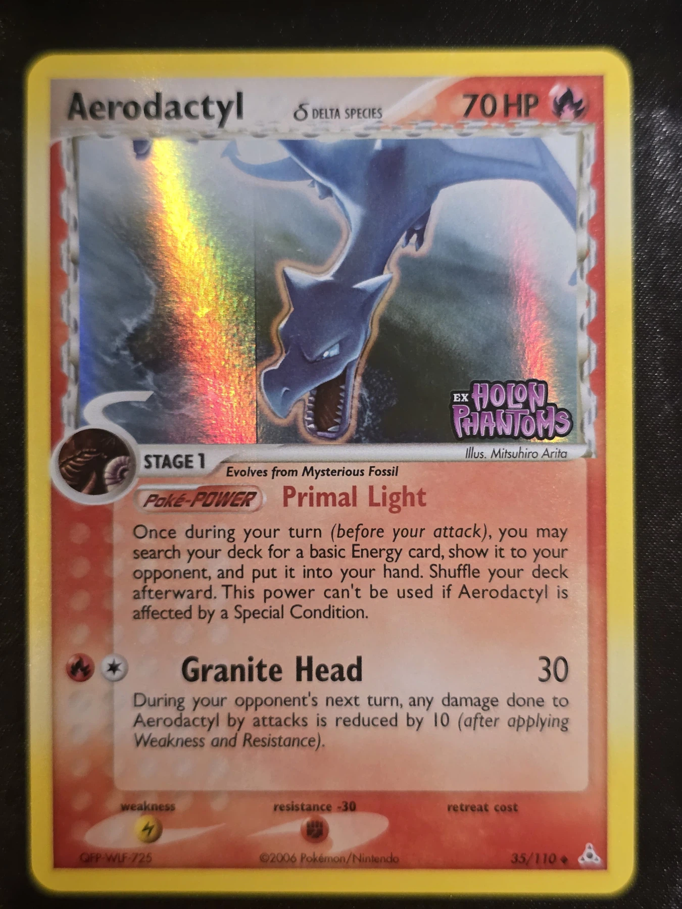 Aerodactyl δ 035/110 Holon Phantoms front card photo in GradeValue pregrading report