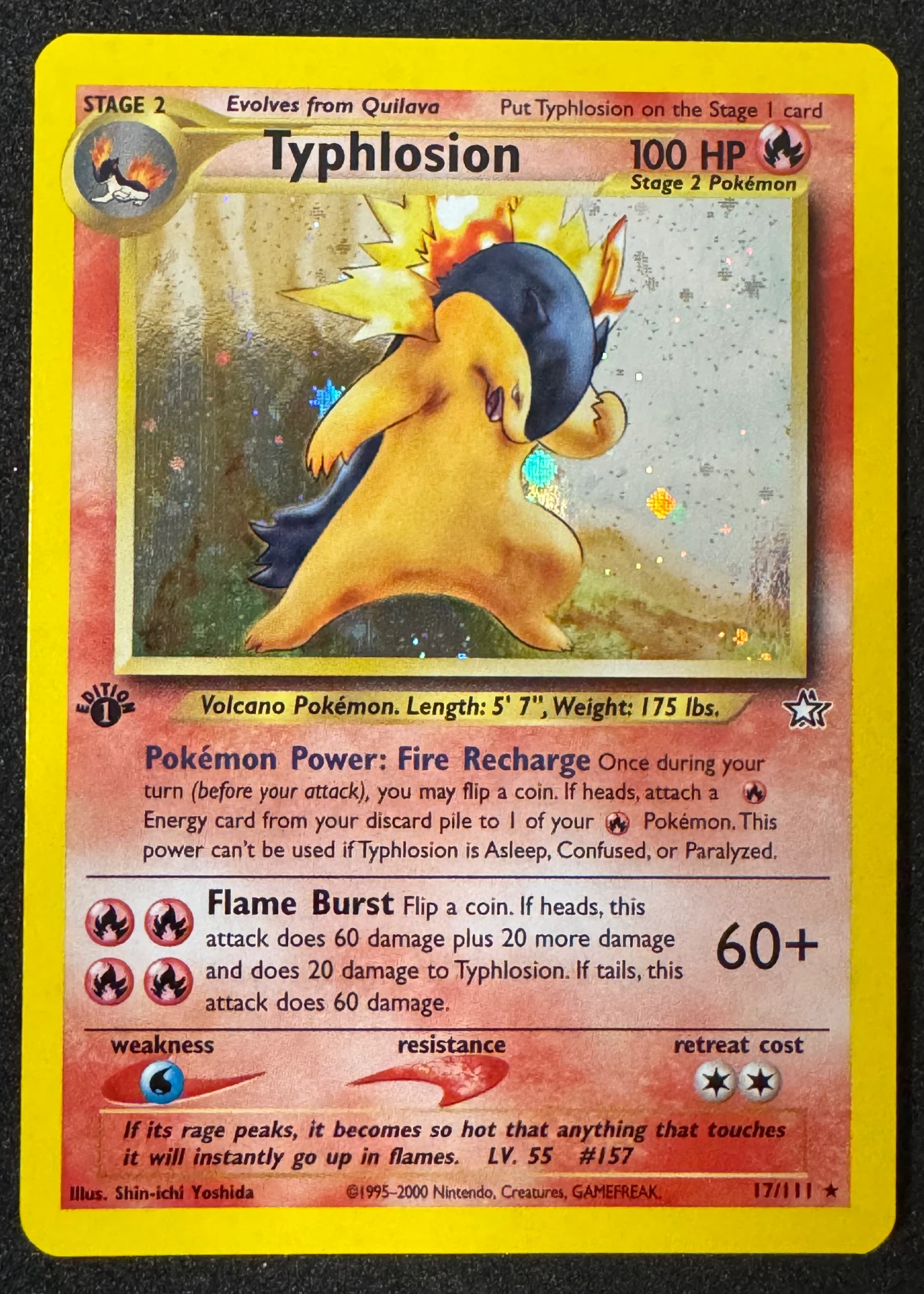 Typhlosion 017/111 Neo Genesis front card photo in GradeValue pregrading report