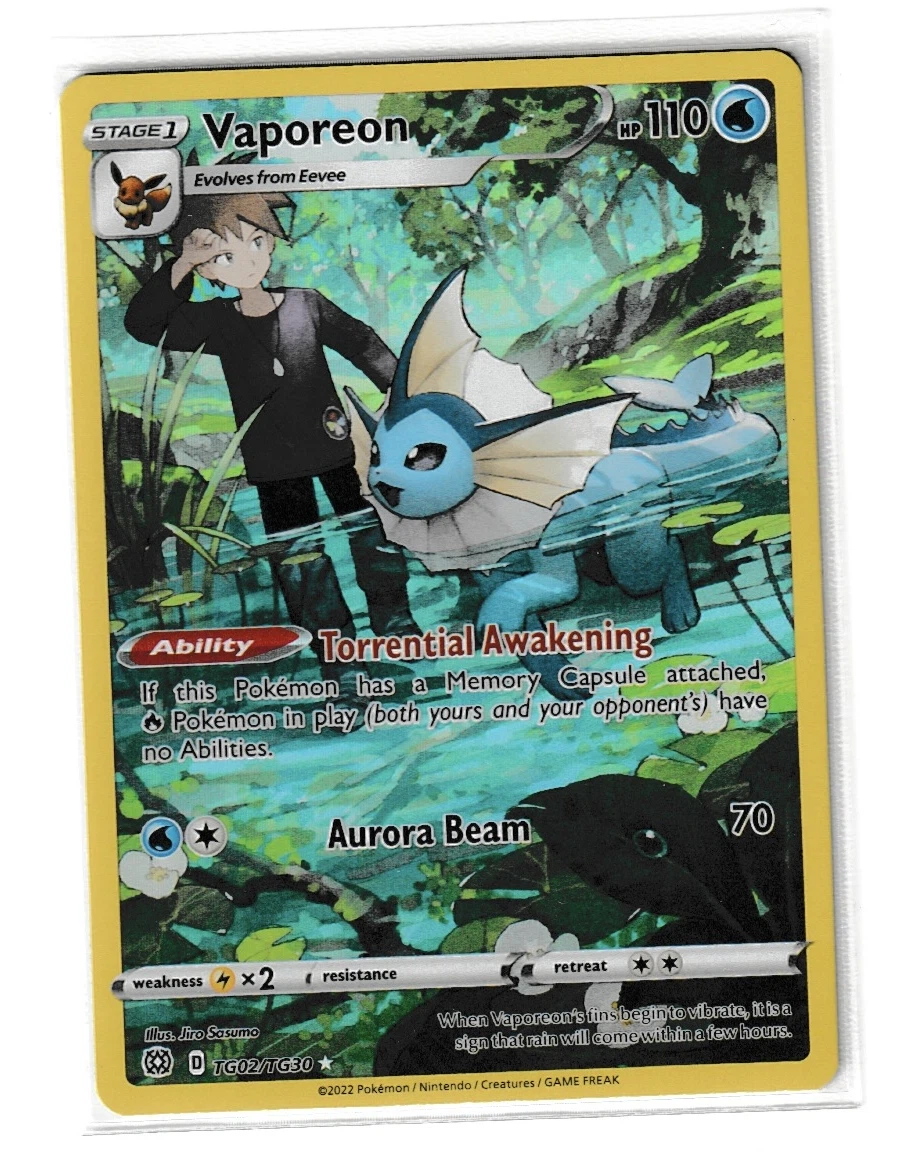 Vaporeon TG02/172 Brilliant Stars front card photo in GradeValue pregrading report