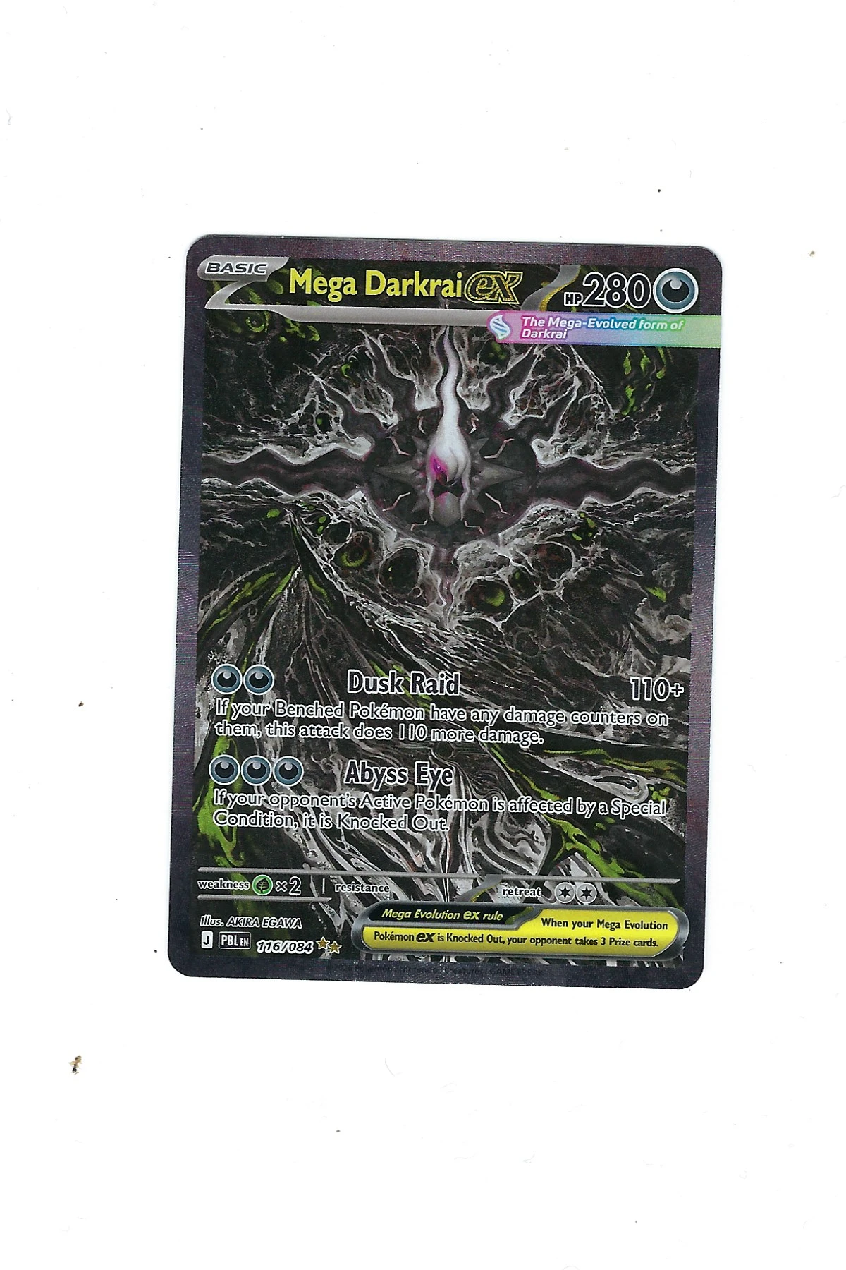 Mega Darkrai ex 116/84 Pitch Black front card photo in GradeValue pregrading report