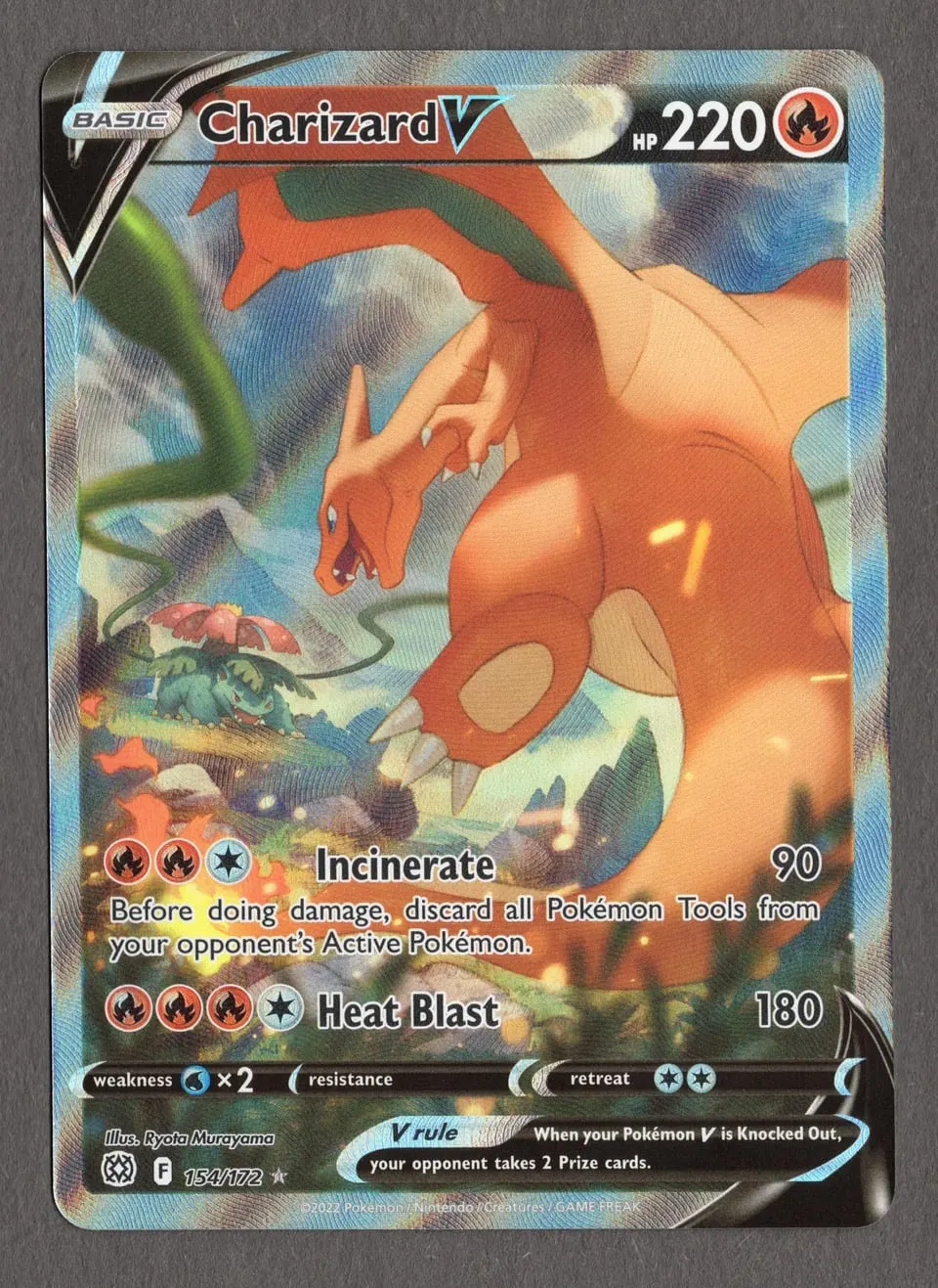 Charizard V 154/172 Brilliant Stars front card photo in GradeValue pregrading report