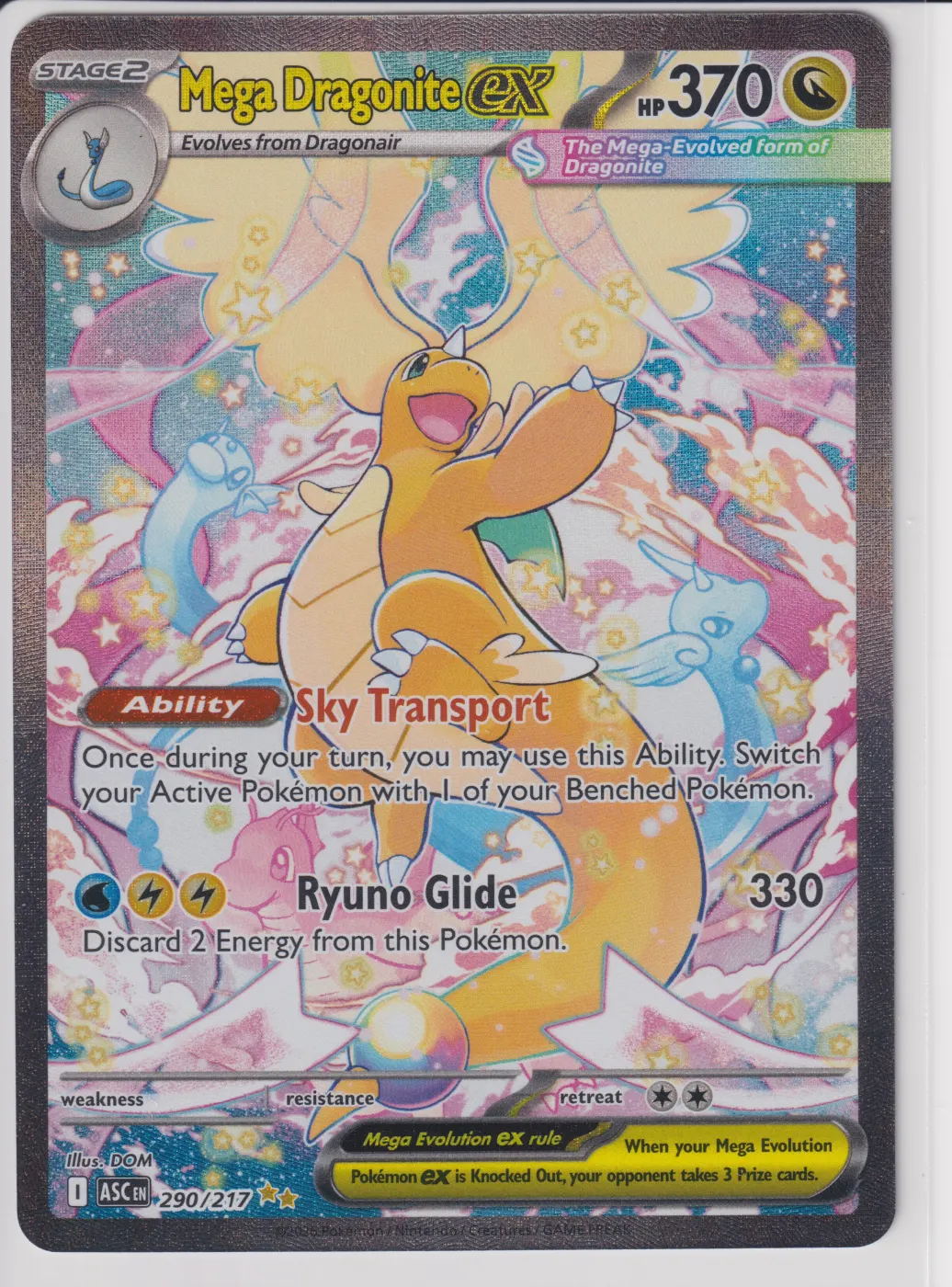 Mega Dragonite ex 290/217 Ascended Heroes front card photo in GradeValue pregrading report