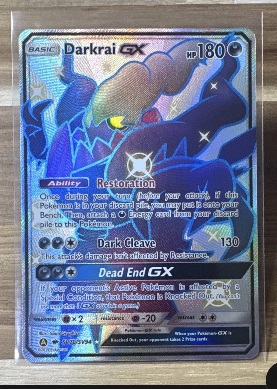 Darkrai-GX SV70/94 Hidden Fates Shiny Vault front card photo in GradeValue pregrading report