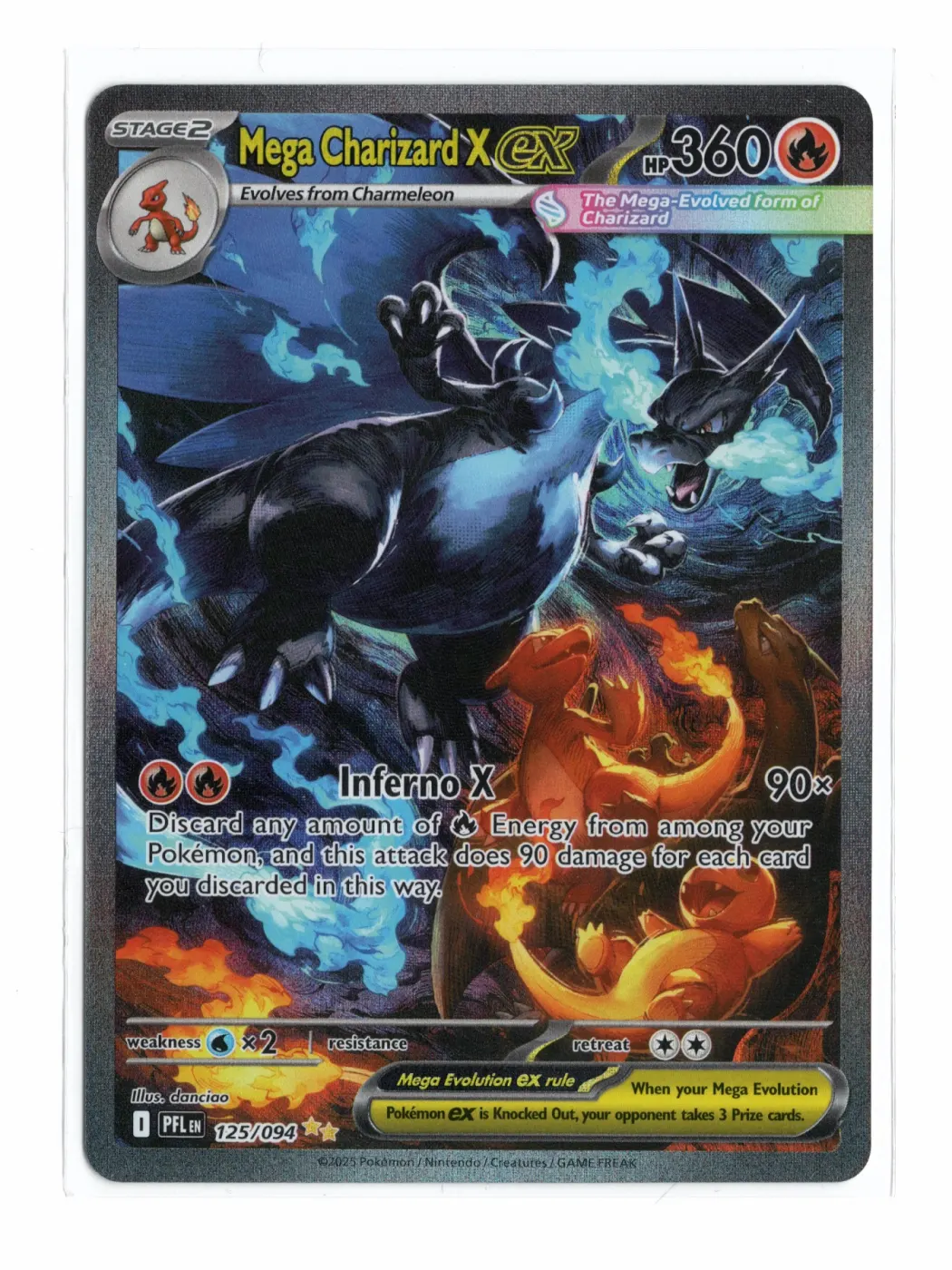 Mega Charizard X ex 125/94 Phantasmal Flames front card photo in GradeValue pregrading report