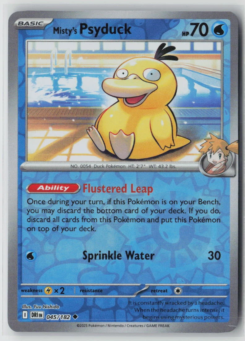 Misty's Psyduck 045/182 · Reverse Holo Destined Rivals front card photo in GradeValue pregrading report