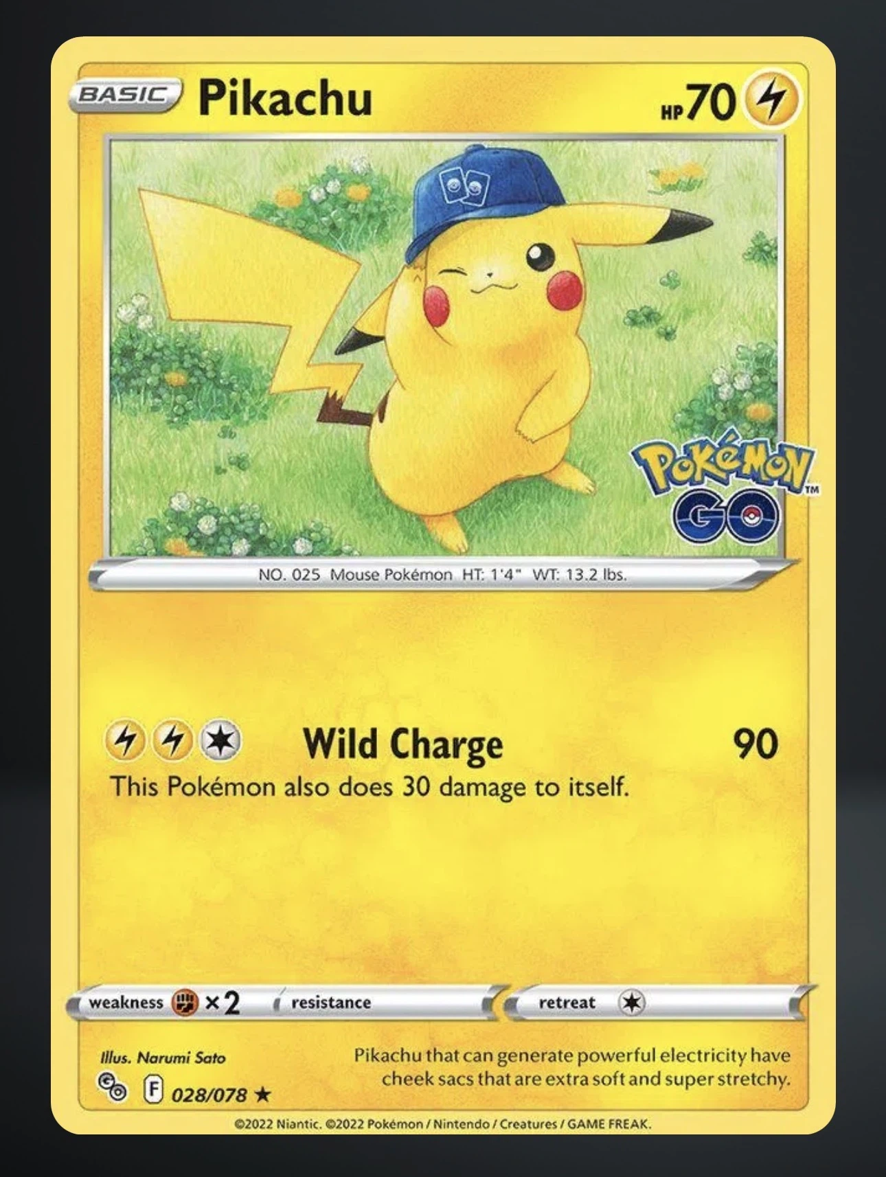 Pikachu 028/78 Pokémon GO front card photo in GradeValue pregrading report