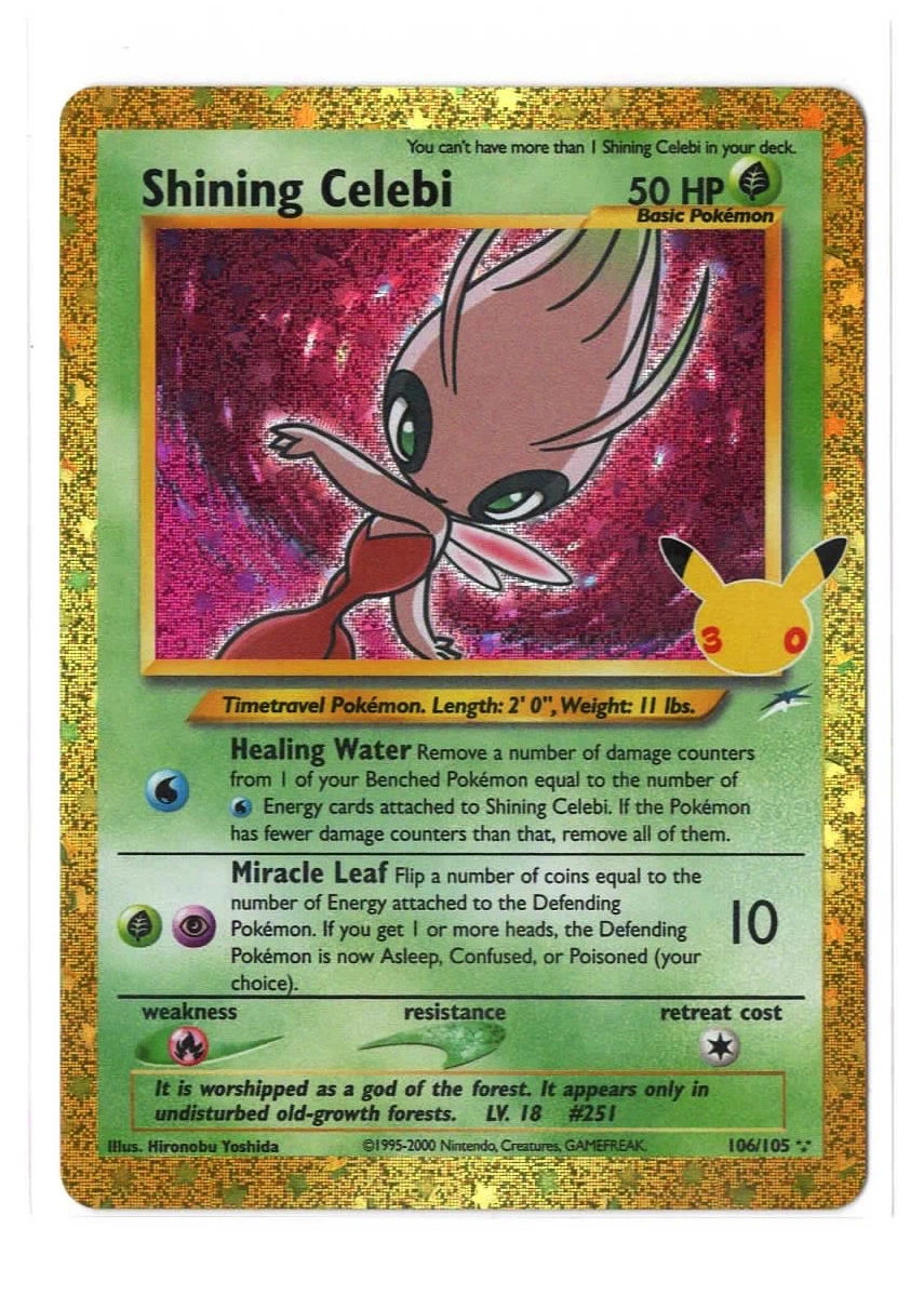 Shining Celebi 106 30th Classic Collection front card photo in GradeValue pregrading report