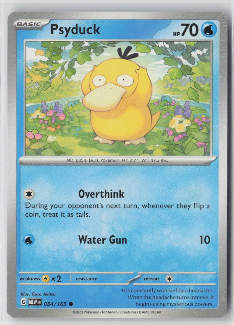 Psyduck 054/165 · Normal 151 front card photo in GradeValue pregrading report