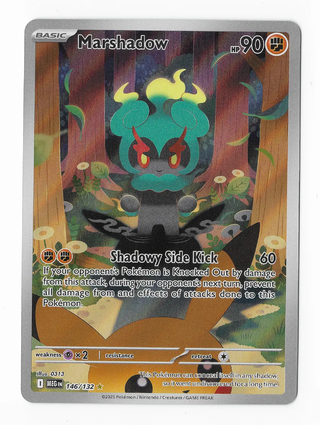 Marshadow 146/132 Mega Evolution front card photo in GradeValue pregrading report
