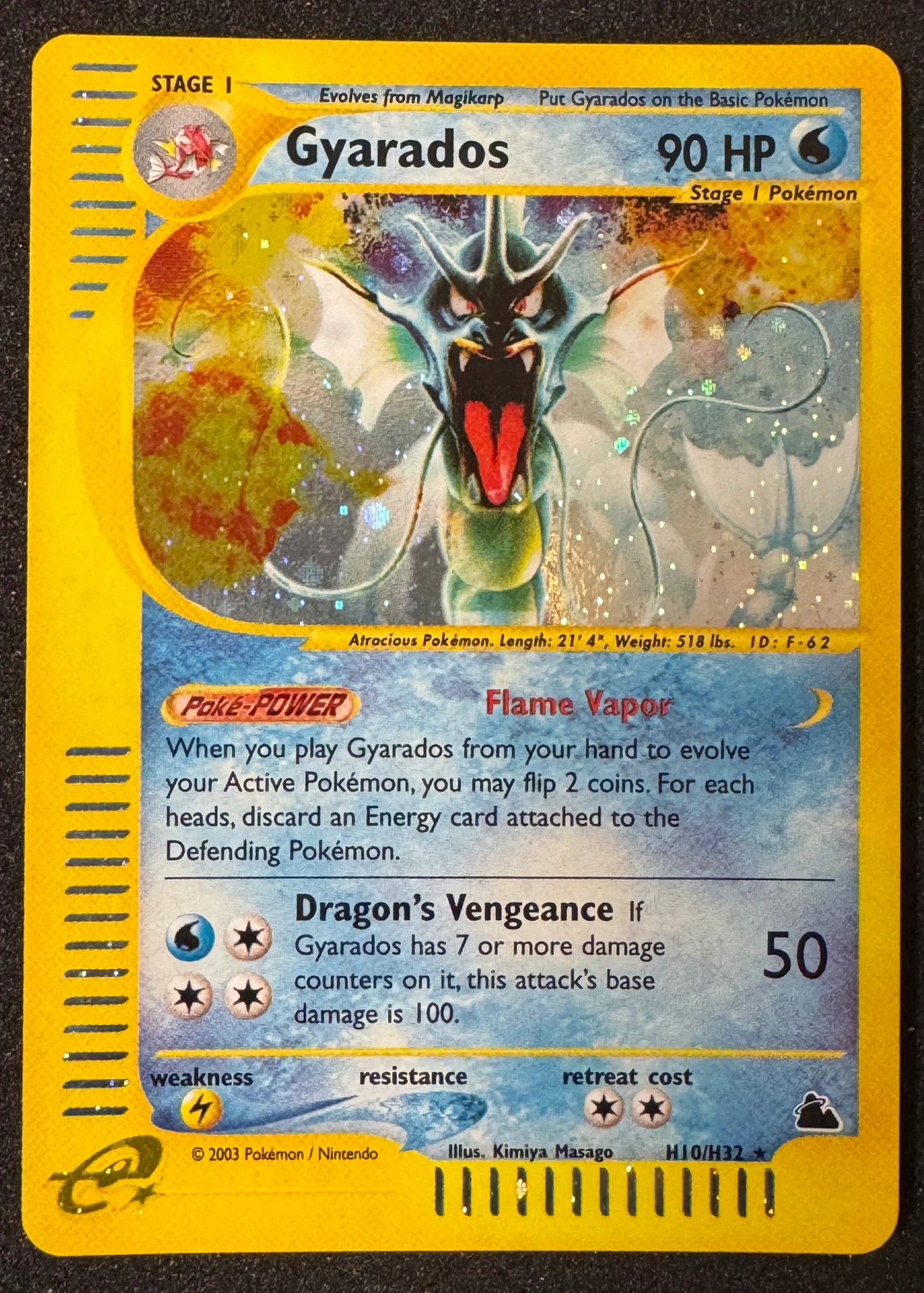 Gyarados H10/144 Skyridge front card photo in GradeValue pregrading report