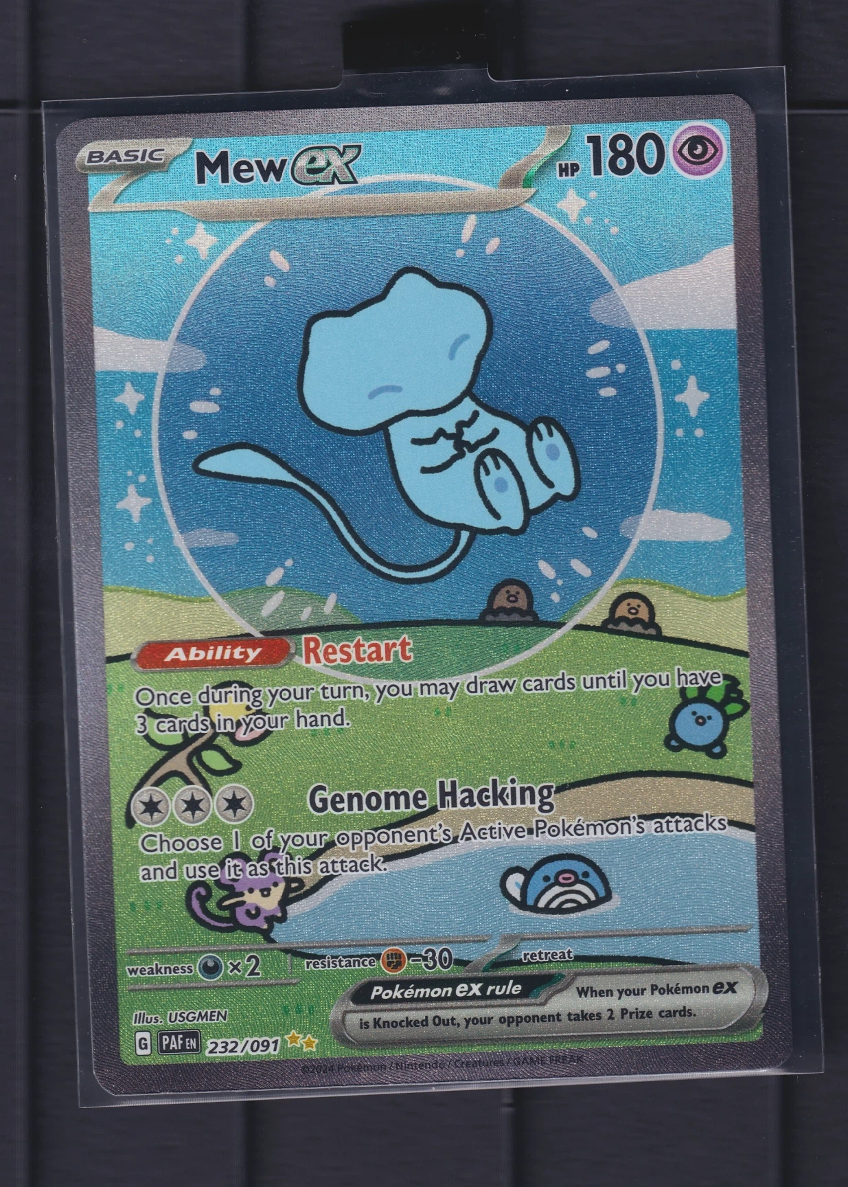 Mew ex 232/91 Paldean Fates front card photo in GradeValue pregrading report