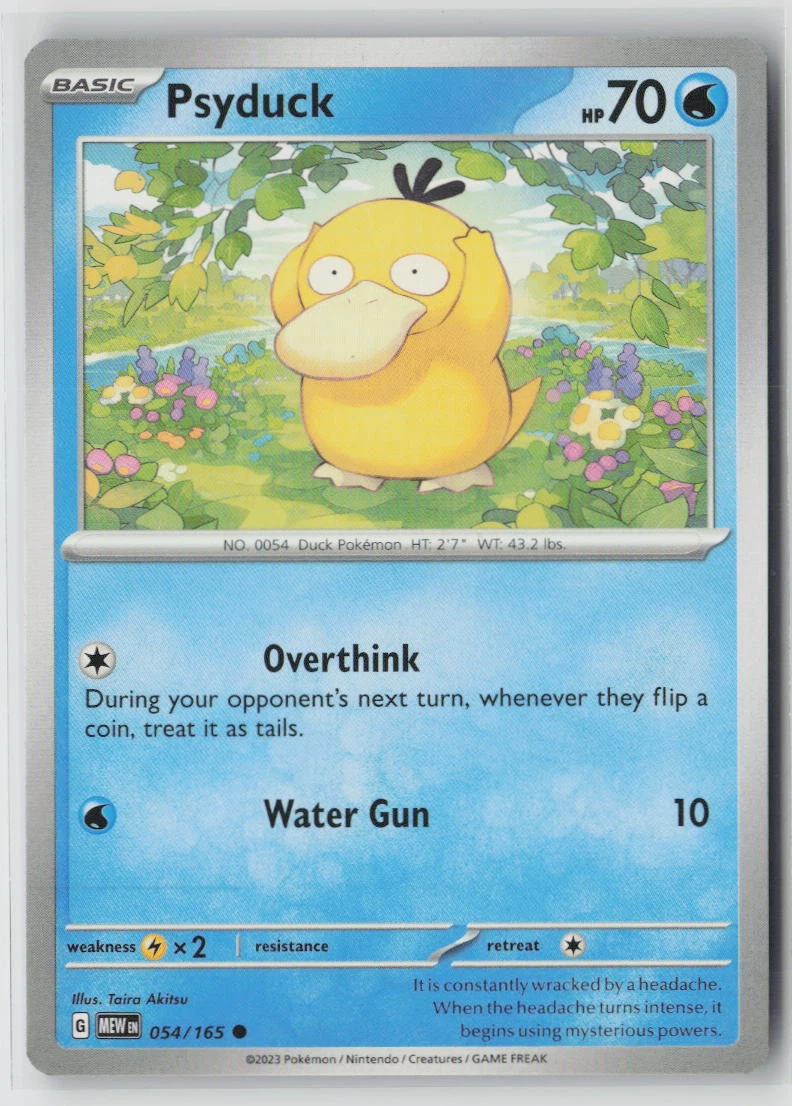 Psyduck 054/165 · Normal 151 front card photo in GradeValue pregrading report