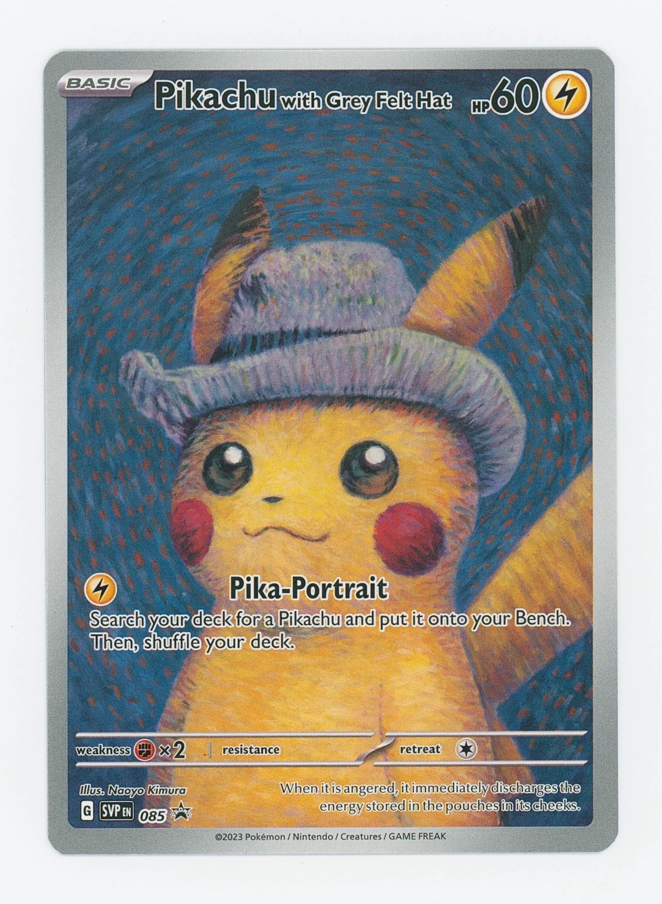 Pikachu with Grey Felt Hat 085/225 SVP Black Star Promos front card photo in GradeValue pregrading report
