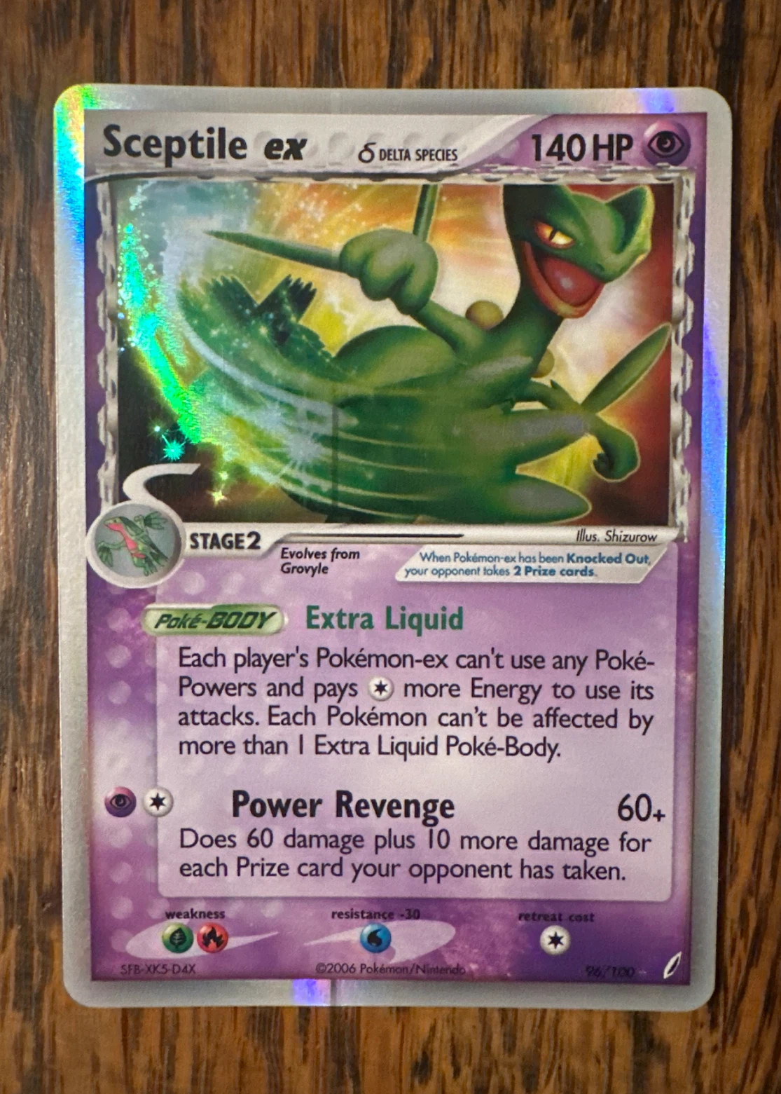 Sceptile ex δ 096/100 Crystal Guardians front card photo in GradeValue pregrading report