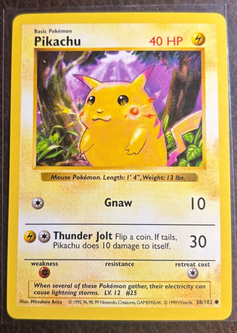 Pikachu 058/102 Base Set front card photo in GradeValue pregrading report