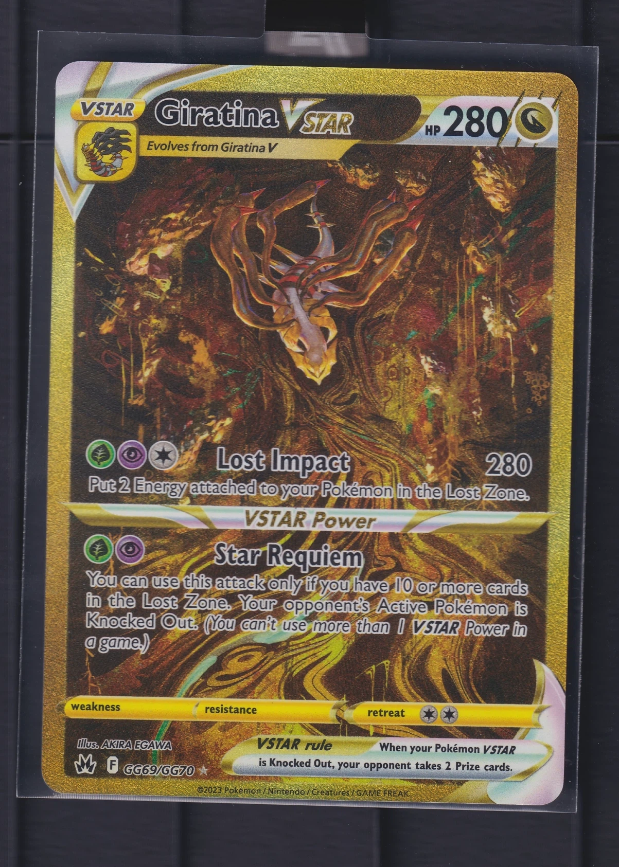 Giratina VSTAR GG69/159 Crown Zenith front card photo in GradeValue pregrading report