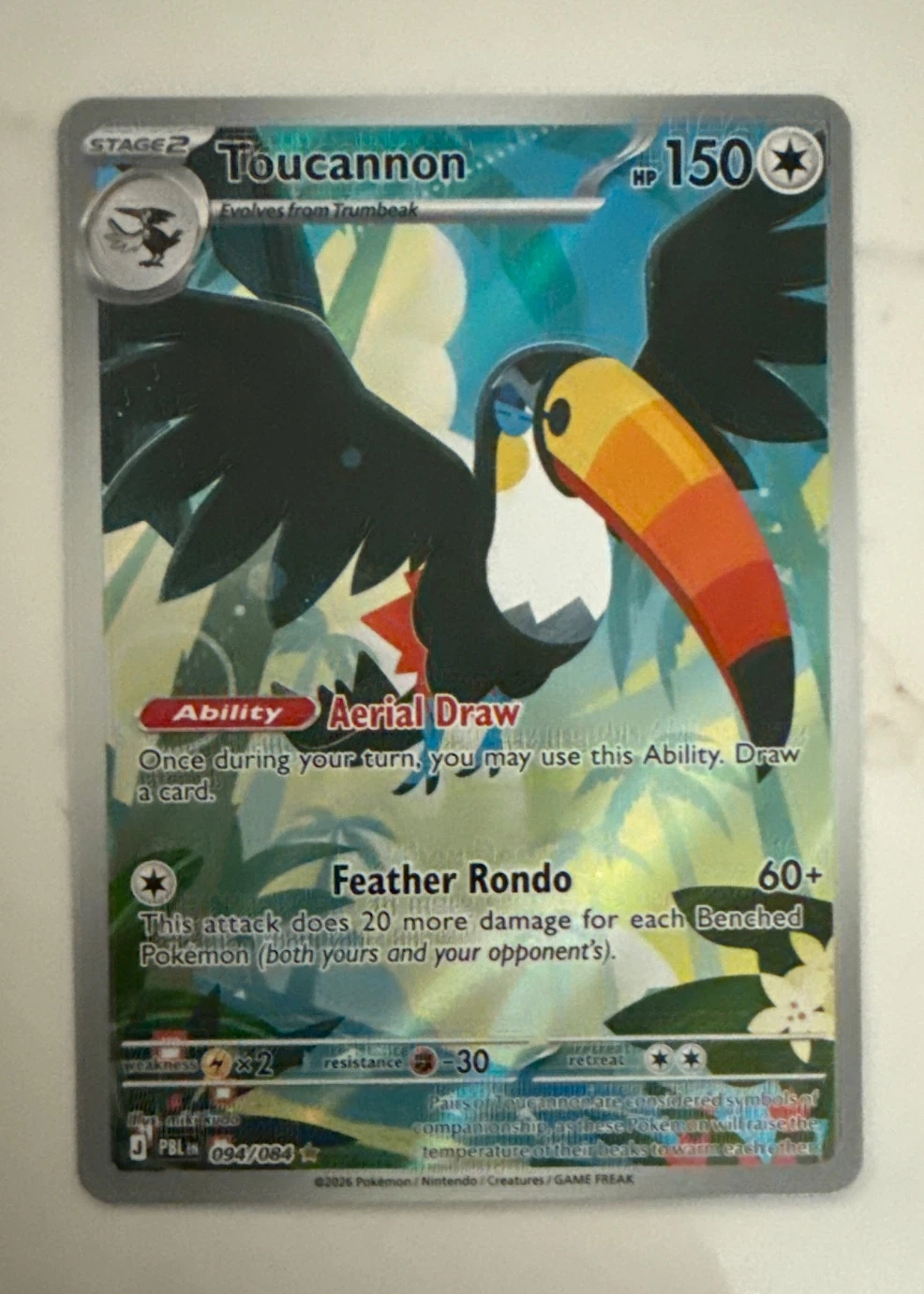 Toucannon 094/84 Pitch Black front card photo in GradeValue pregrading report
