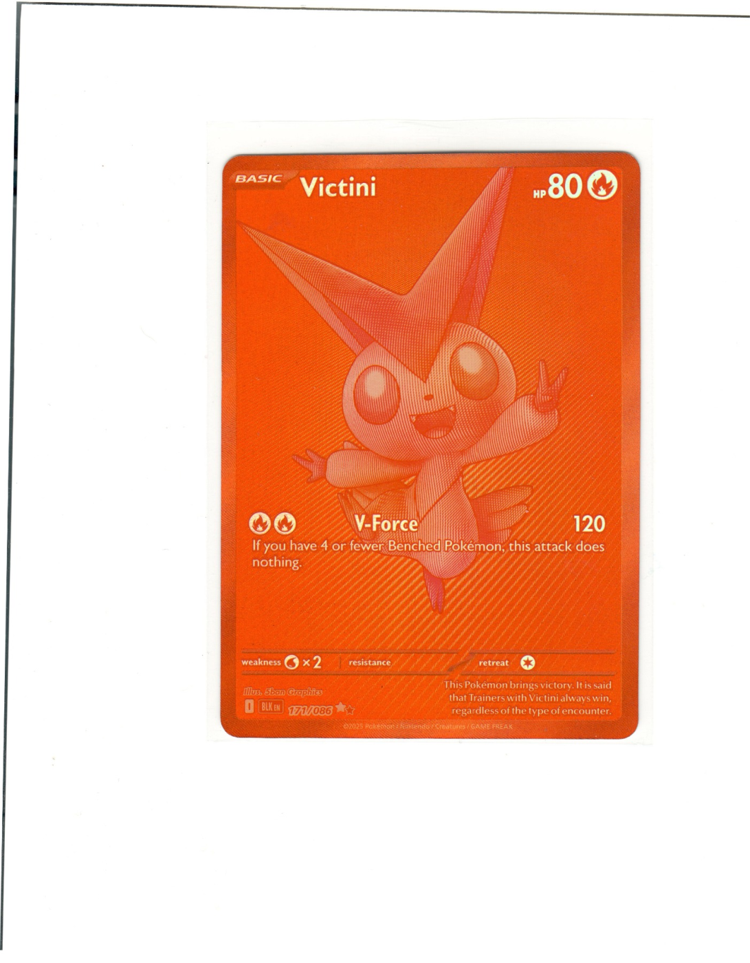 Victini 171/86 Black Bolt front card photo in GradeValue pregrading report