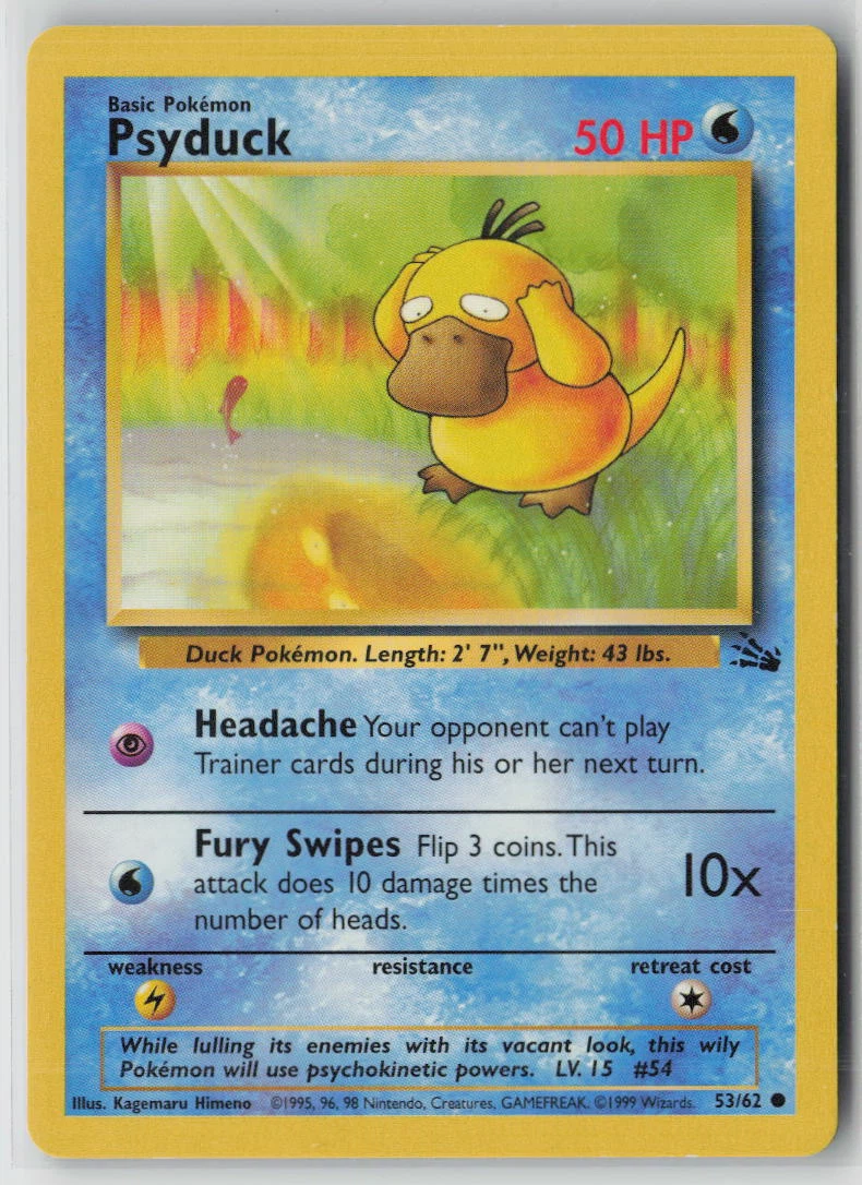 Psyduck 053/62 · Normal Fossil front card photo in GradeValue pregrading report