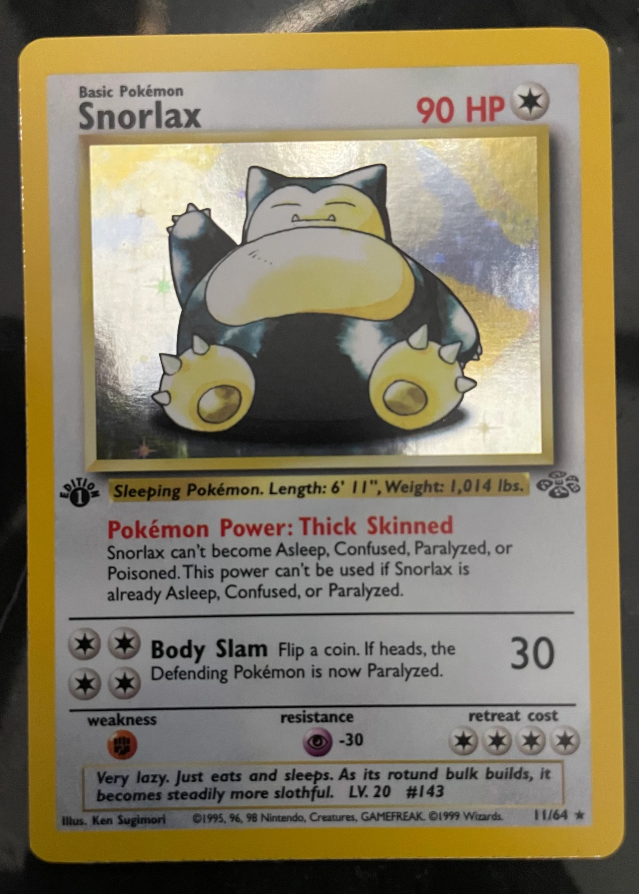 Snorlax 011/64 Jungle front card photo in GradeValue pregrading report