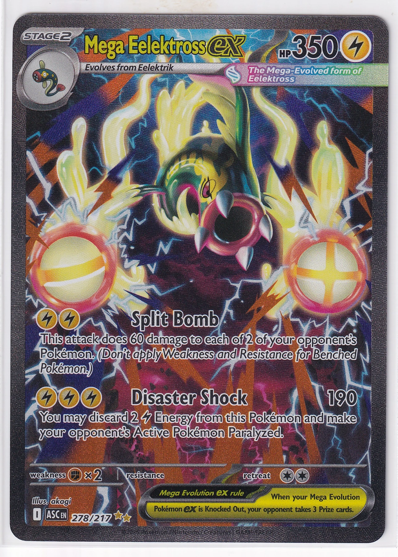 Mega Eelektross ex 278/217 Ascended Heroes front card photo in GradeValue pregrading report